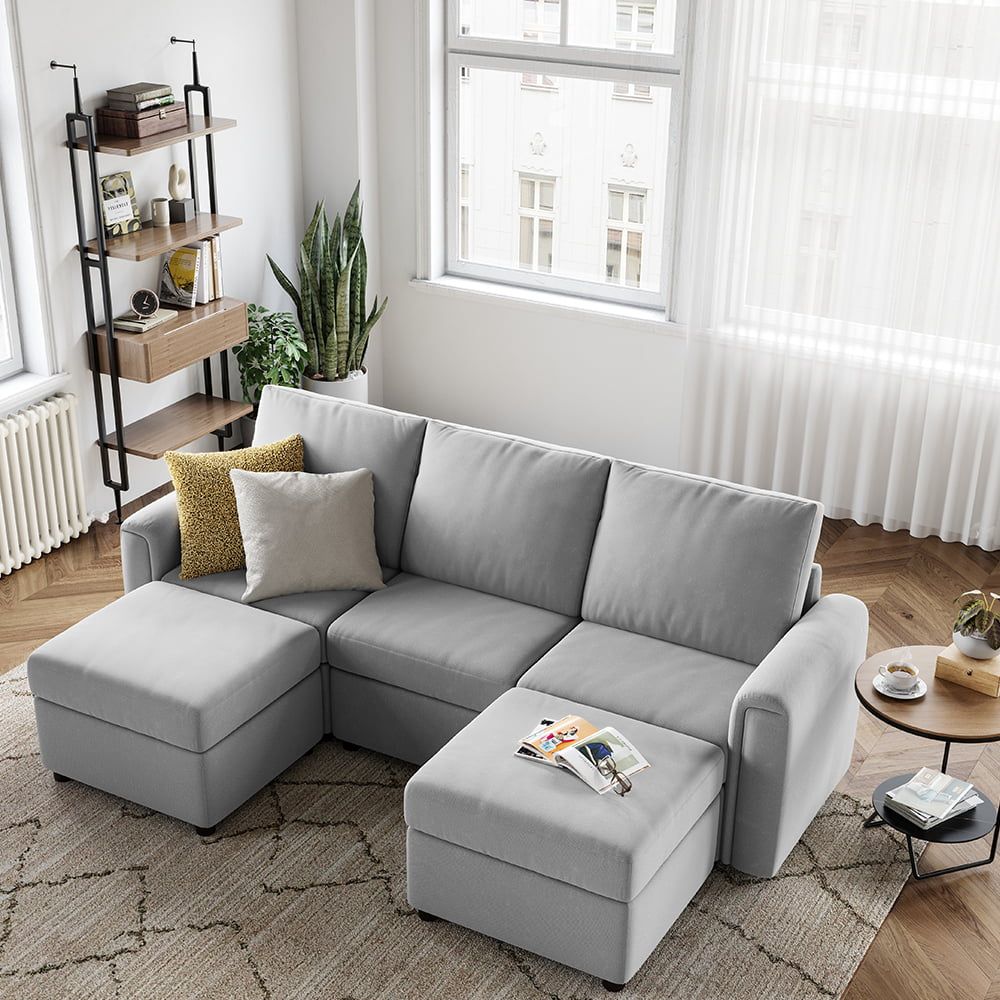Linsy Home Modular Couches And Sofas Sectional With Storage Sectional Sofa  U Shaped Sectional Couch With Reversible Chaises, Light Gray – Walmart With Regard To Sectional Couches With Reversible Chaises (View 3 of 15)