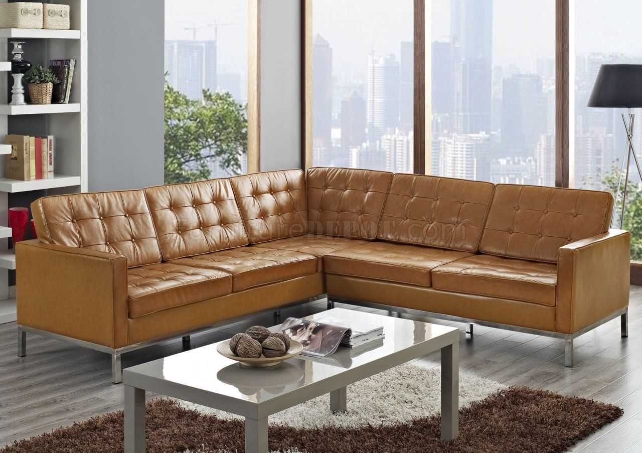Loft L Shaped Sectional Sofa In Tan Leathermodway Intended For L Shapped Apartment Sofas (View 13 of 15)