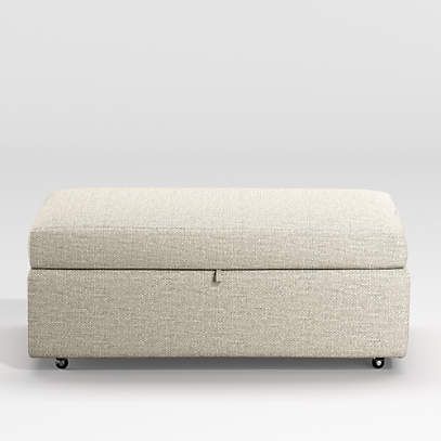 Lounge Deep Light Grey Storage Ottoman + Reviews | Crate & Barrel Inside Sofa Set With Storage Tray Ottoman (View 6 of 15)