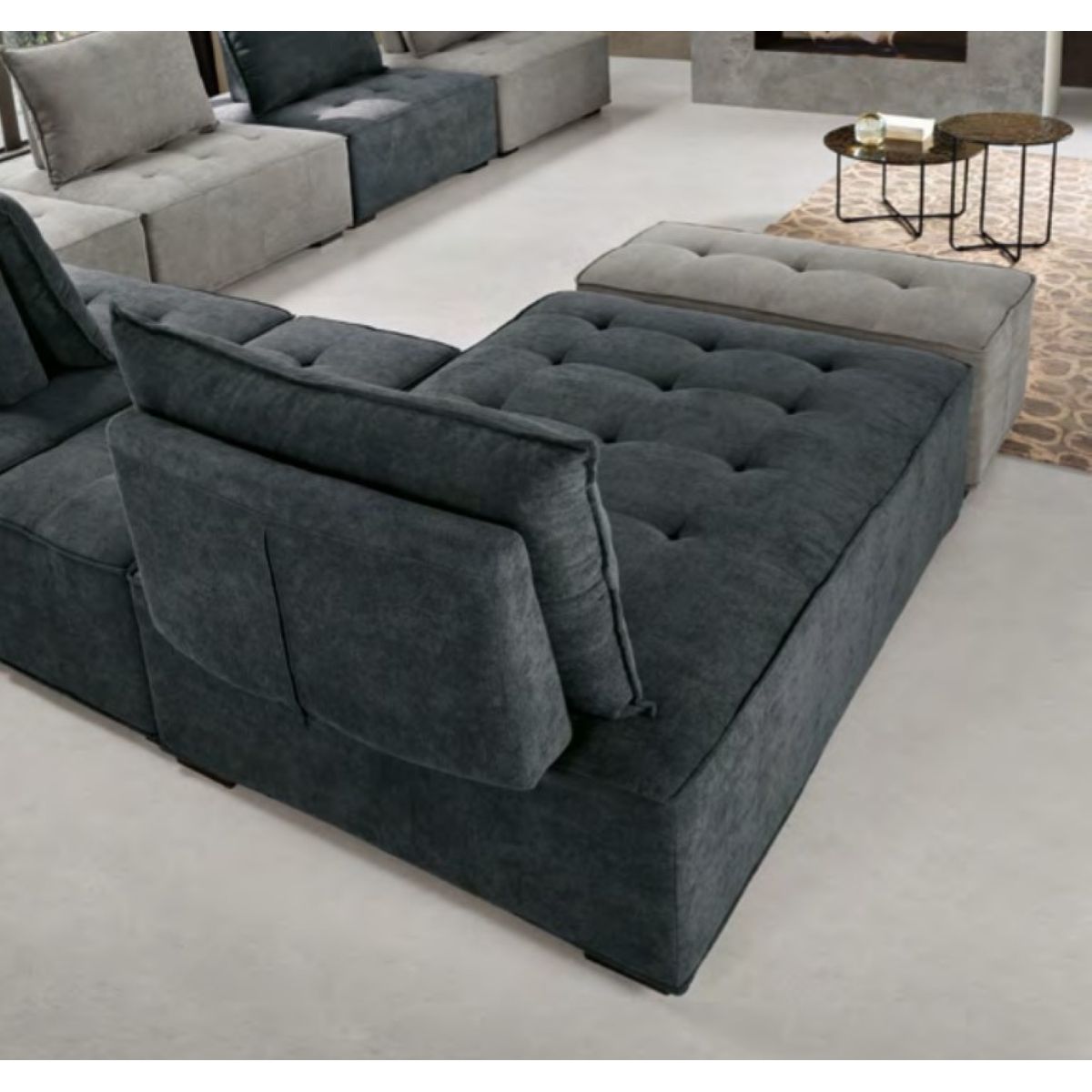 Modular Sofa 109X154 Cm Carroll With Chaise Longue In Dark Gray Fabric With Modular Couches (View 15 of 15)