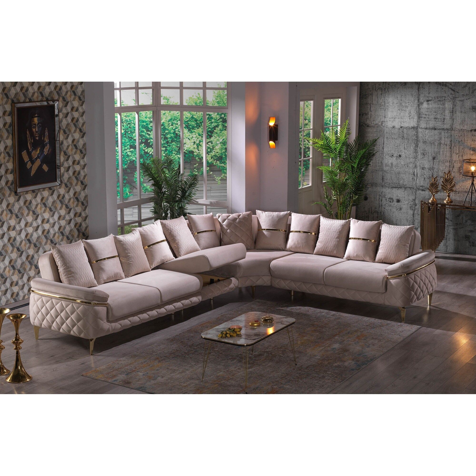 Mondi 127" Wide, Square Arm And Pillow Back Sectional Sofa – – 37027513 For Pillowback Sofa Sectionals (Photo 5 of 15)
