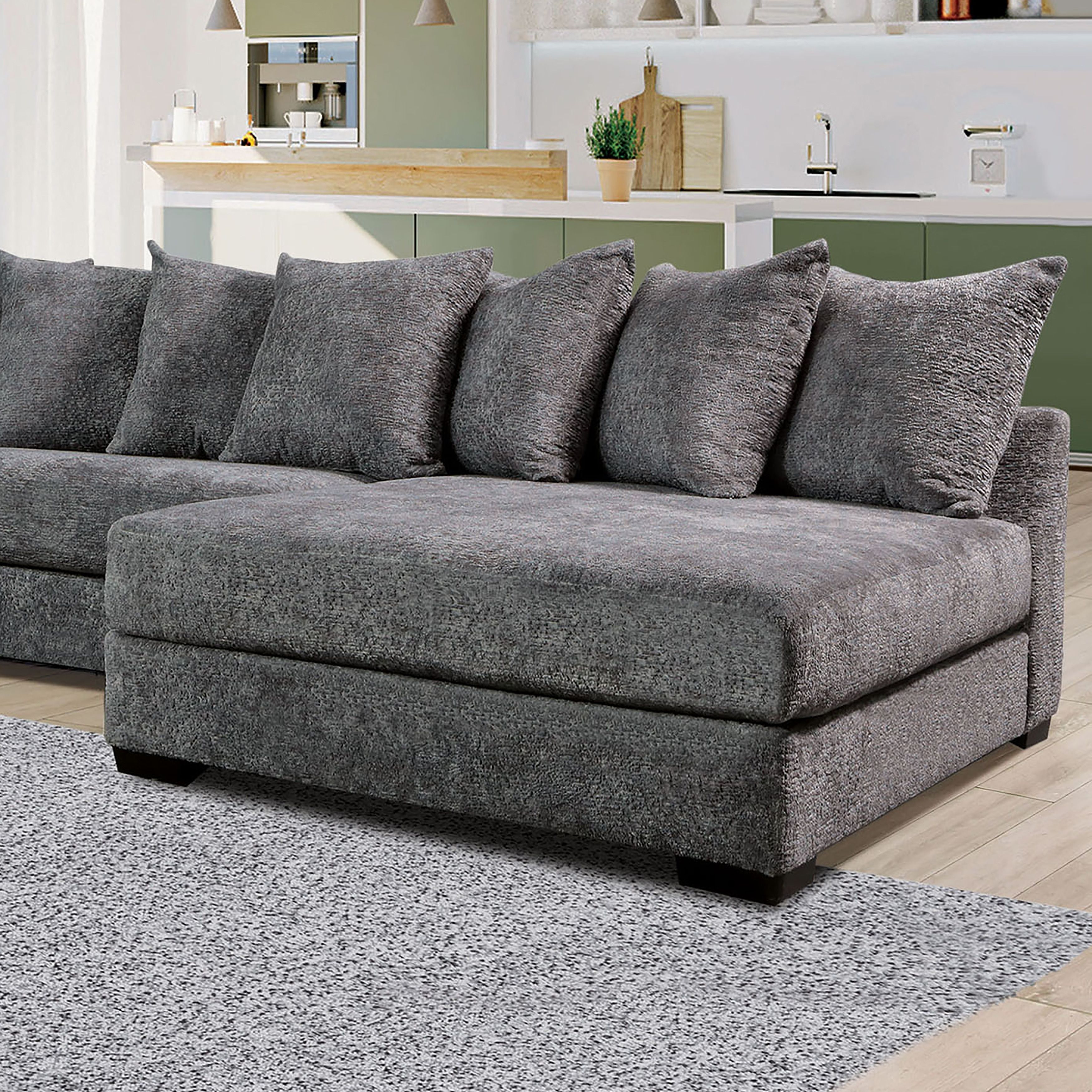 Nize Contemporary Grey Pillowback Sectionalfurniture Of America – –  36679208 With Pillowback Sofa Sectionals (Photo 6 of 15)