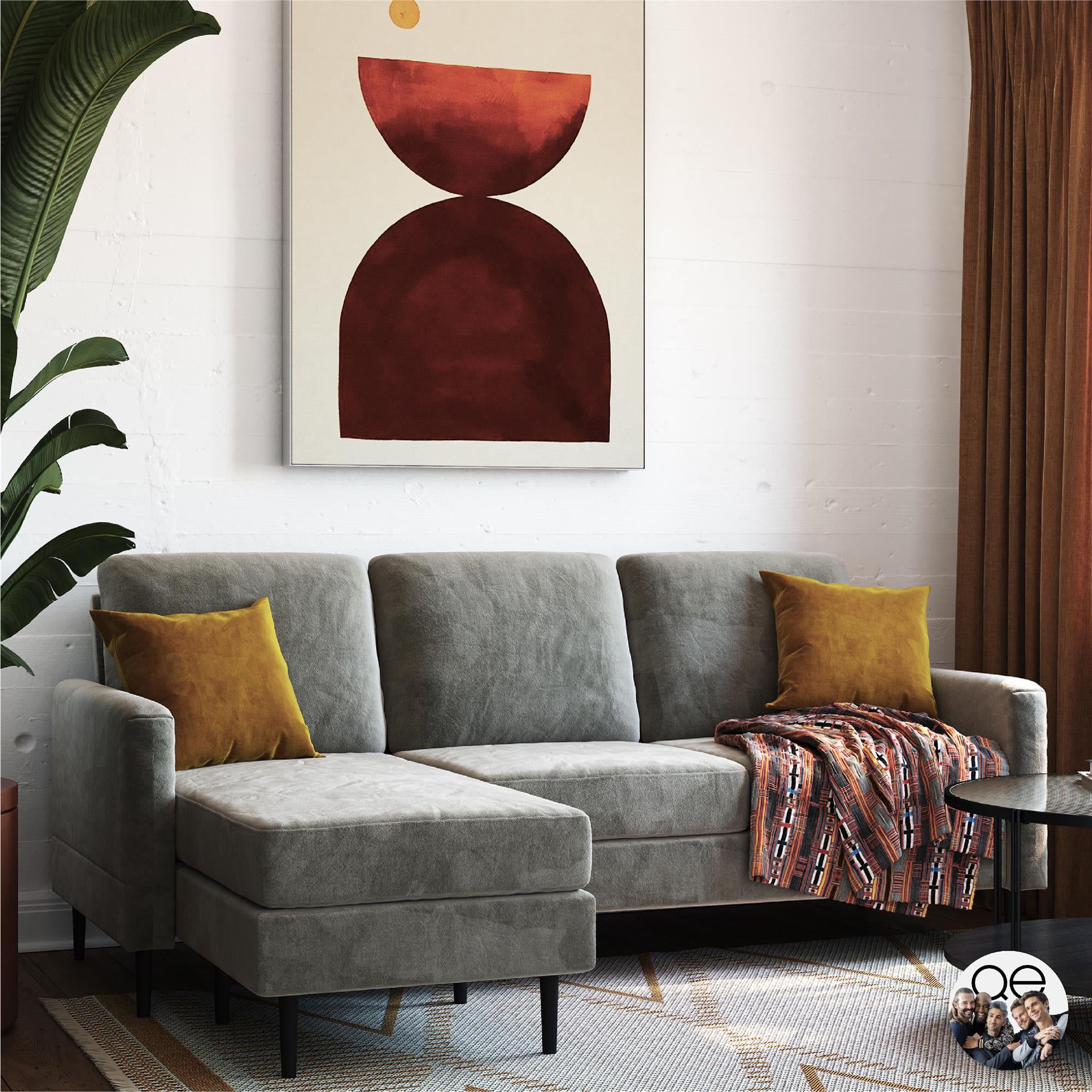 Queer Eye Wimberly Pillowback Sofa Sectional, Light Gray Velvet –  Walmart With Pillowback Sofa Sectionals (Photo 1 of 15)