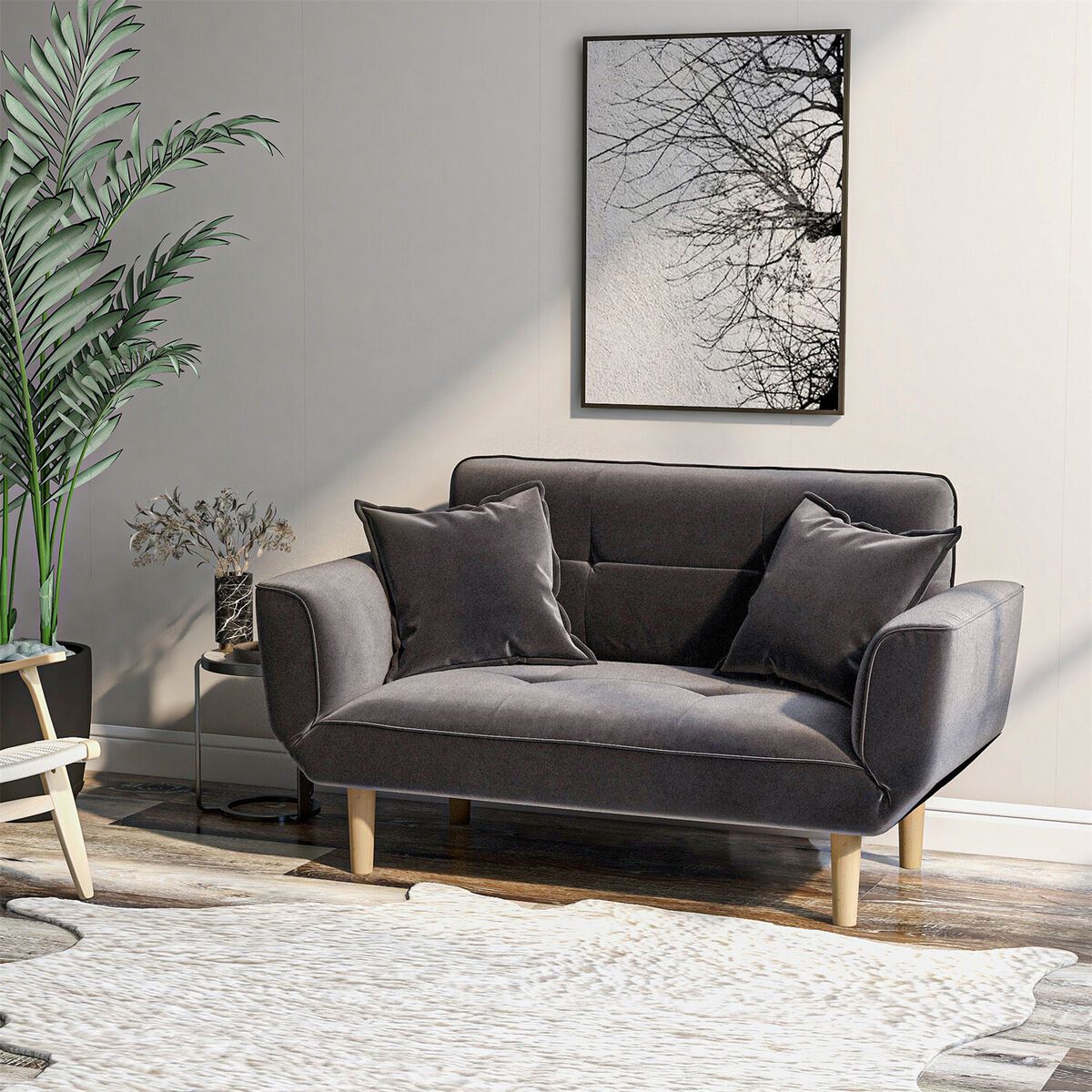 Recliner Sleeper Small Sofa Bed Velvet Loveseat Couch With Adjustable  Armrest | Ebay Intended For Adjustable Armrest Sofa Couches (Photo 2 of 15)