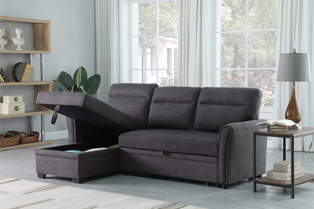 Shop The Caruso Sleeper Sectional Couch From Tiktok | Popsugar Home Pertaining To Sleeper Sofas With Storage (View 8 of 15)