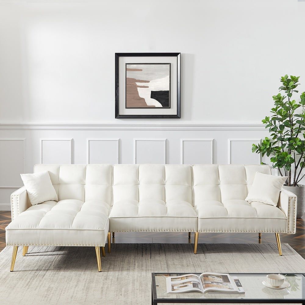 Sleeper Sectional Sofas – Overstock Regarding Sectional Sofas With Ottomans And Tufted Back Cushion (Photo 10 of 15)