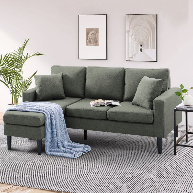 Soarflash 72" Upholstered Sectional Sofa With Ottoman | Wayfair Throughout Modern L Shaped Fabric Upholstered Couches (View 15 of 15)