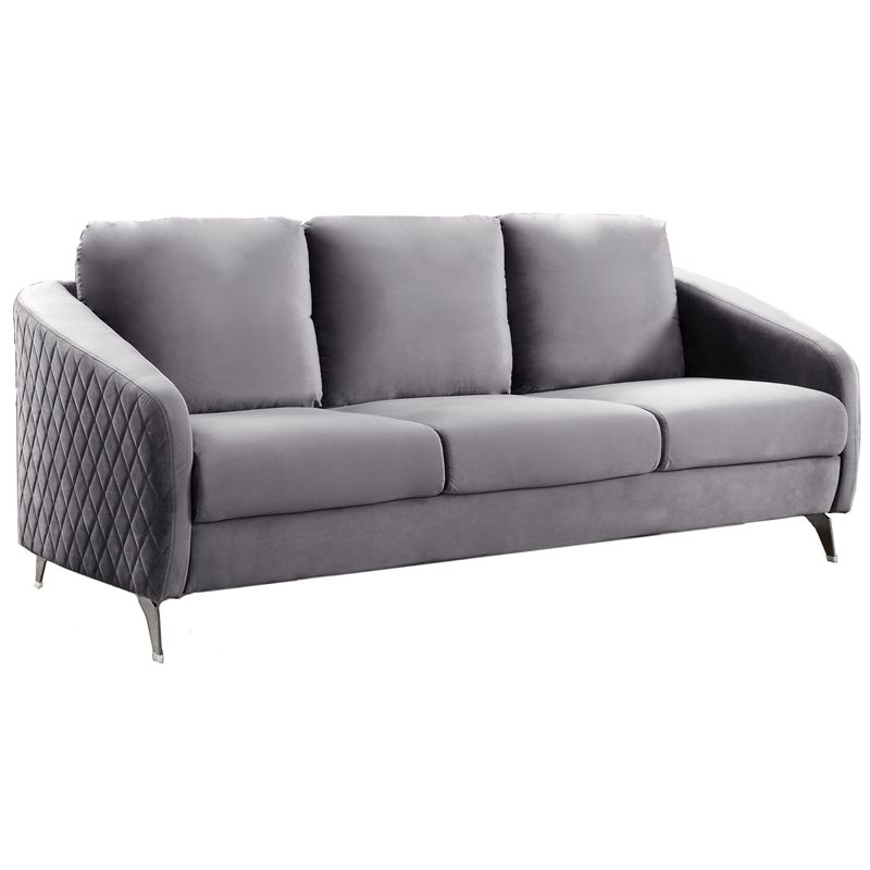 Sofia Gray Velvet Elegant Modern Chic Sofa Couch With Chrome Metal Legs |  Bushfurniturecollection With Chrome Metal Legs Sofas (View 5 of 15)