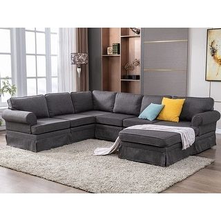 U Shaped Fabric Upholstered Living Room Sectional Sofa Set, Modular  Customization Couch With Removable Ottoman – On Sale – Overstock – 36783374 Within Upholstered Modular Couches With Storage (View 6 of 15)