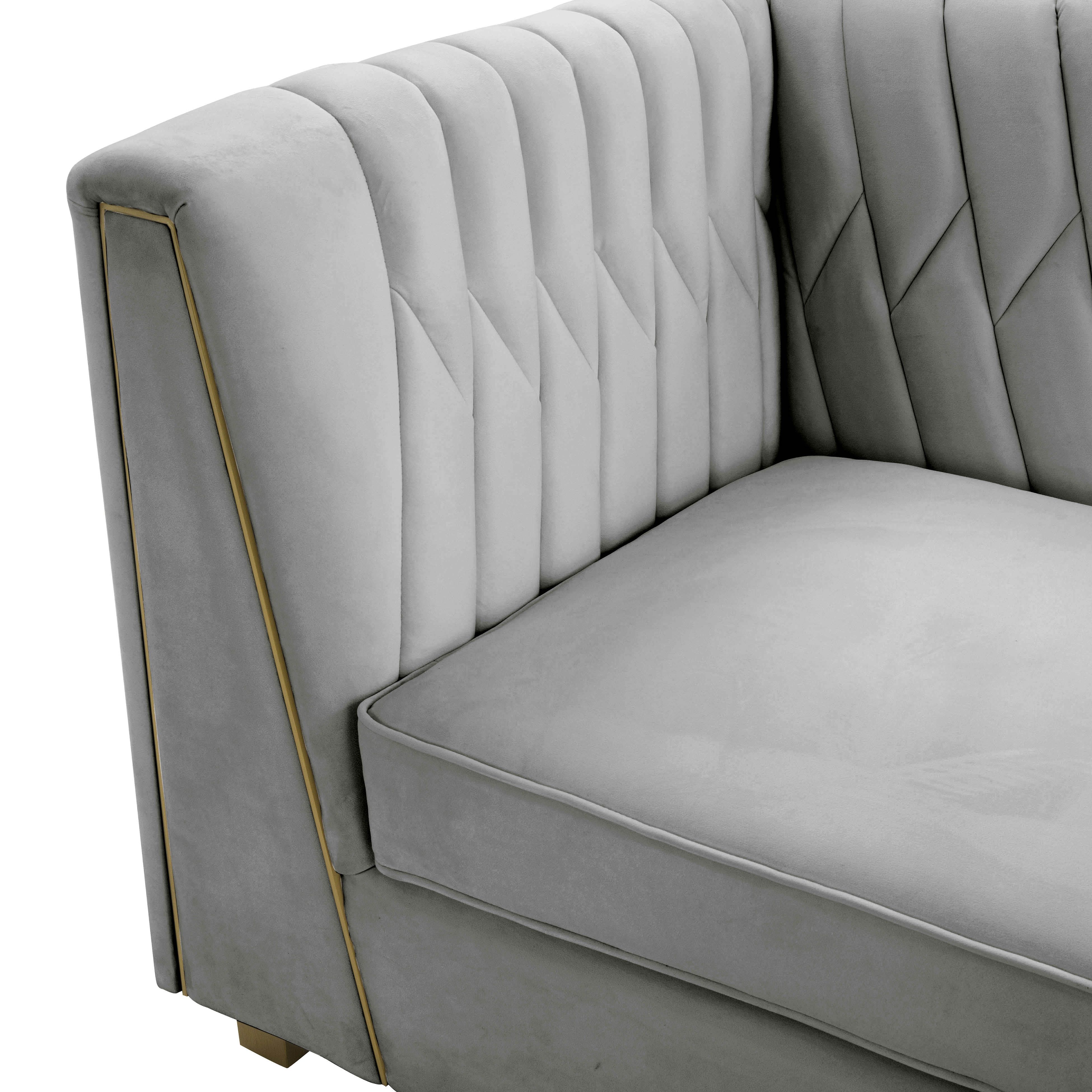 Wafa Light Grey Velvet Sofainspire Me! Home Decor – Tov Furniture Within Light Gray Velvet Sofas (View 2 of 15)