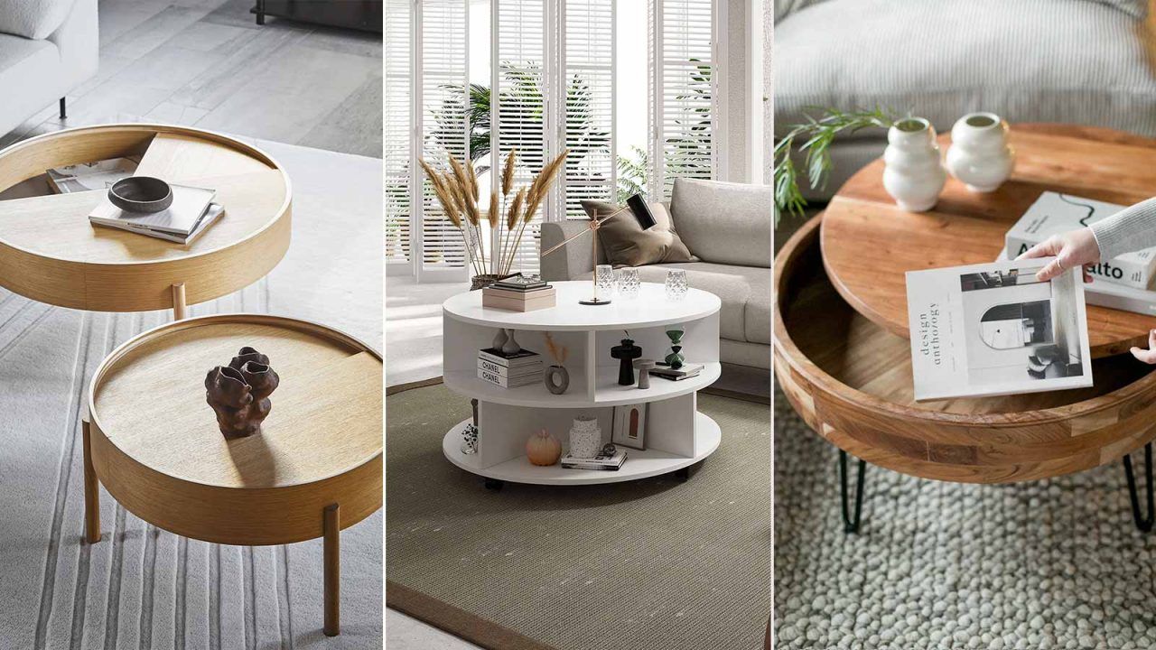 10 Round Coffee Tables With Storage To Keep Your Home Organized | 10  Stunning Homes Inside Coffee Tables With Storage (Photo 7 of 15)
