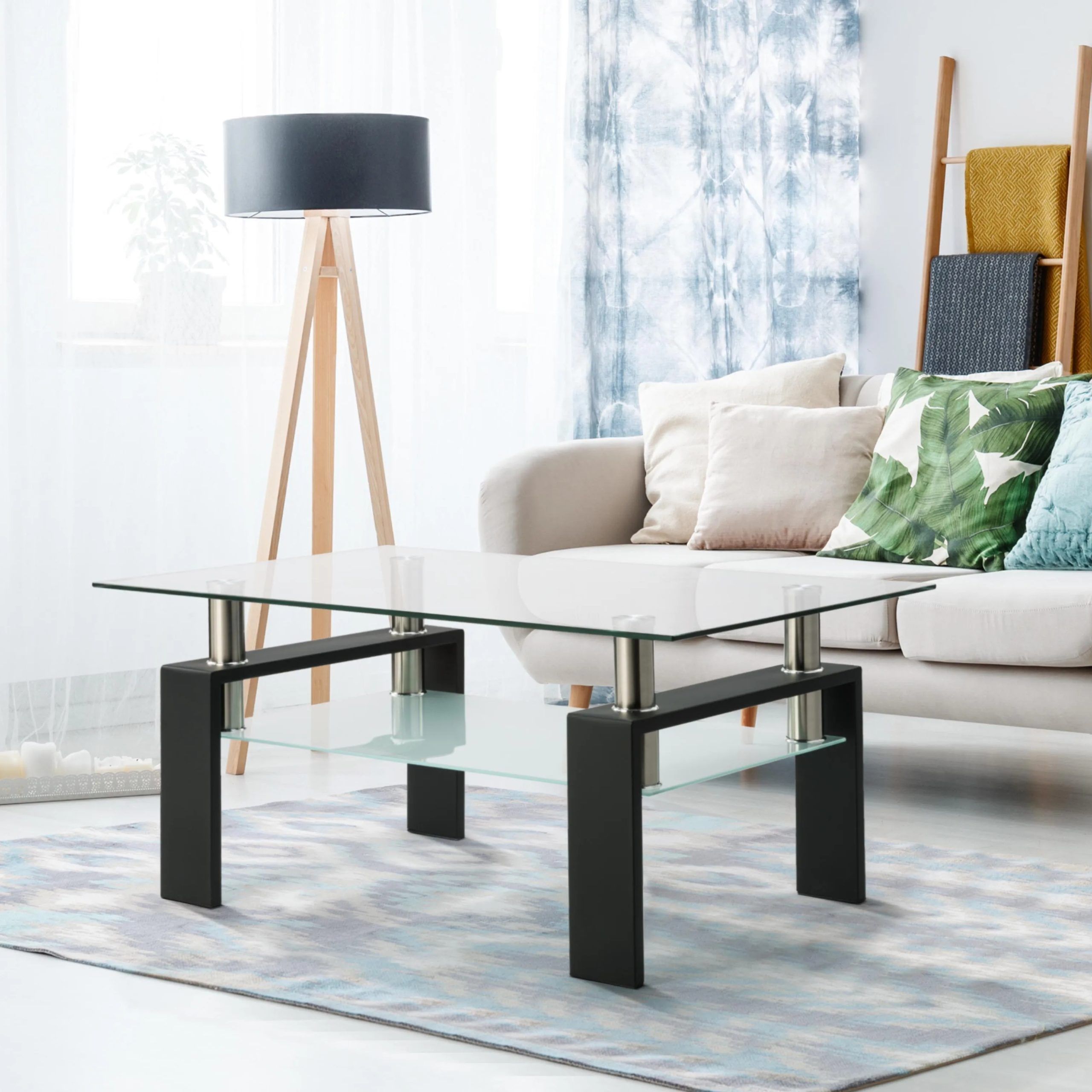 100X60X45Cm Rectangle Clear Glass Tea Coffee Table Black Leg Modern Side Center  Tables For Living Room Living Room Furniture – Aliexpress Intended For Clear Rectangle Center Coffee Tables (View 9 of 15)