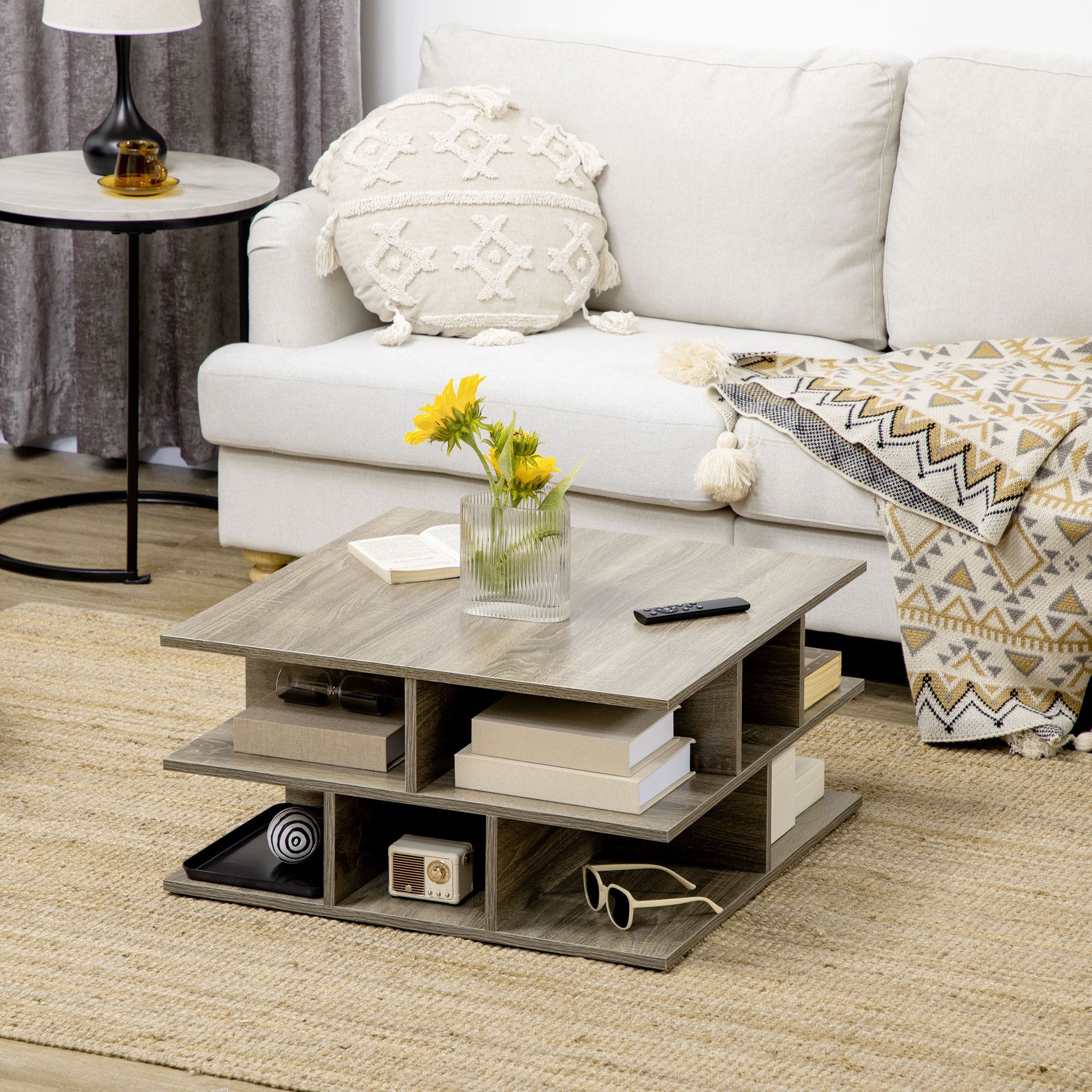 17 Stories Floor Shelf Coffee Table With Storage & Reviews | Wayfair.co.uk With Regard To Coffee Tables With Open Storage Shelves (Photo 12 of 15)