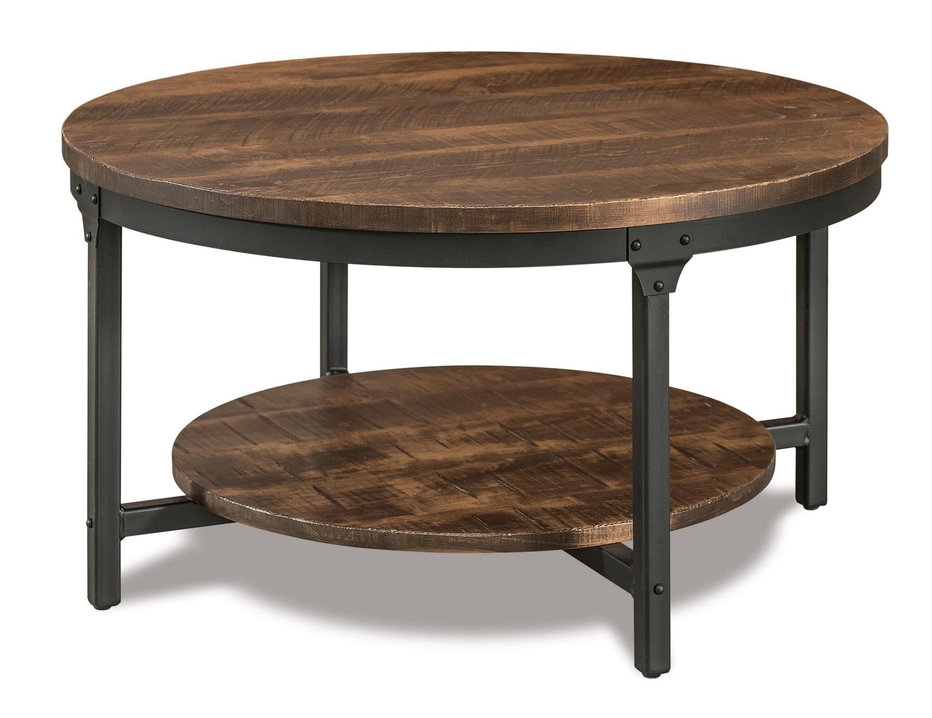 38" Round Rustic Coffee Table From Dutchcrafters Amish Furniture Pertaining To Coffee Tables With Round Wooden Tops (View 13 of 15)