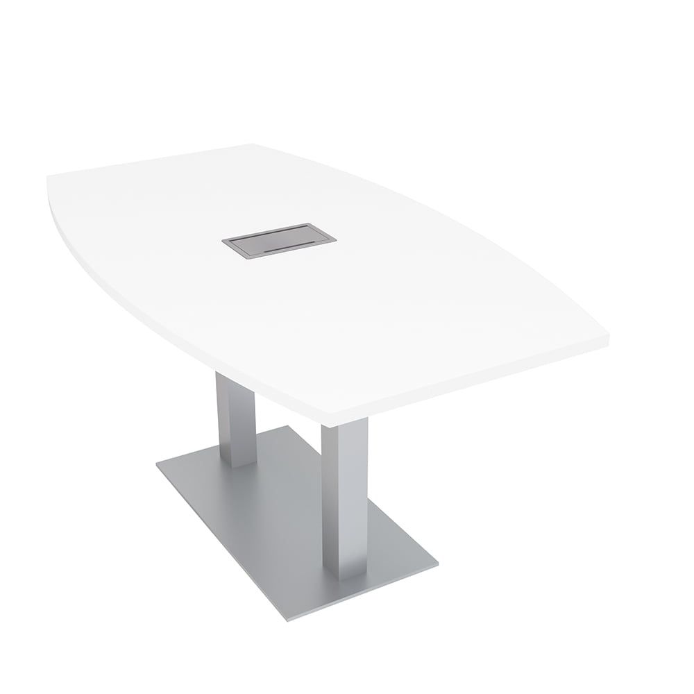 3X5 Boat Shaped Conference Table With Metal Base And Electrical Module –  Walmart Throughout White T Base Seminar Coffee Tables (View 7 of 15)