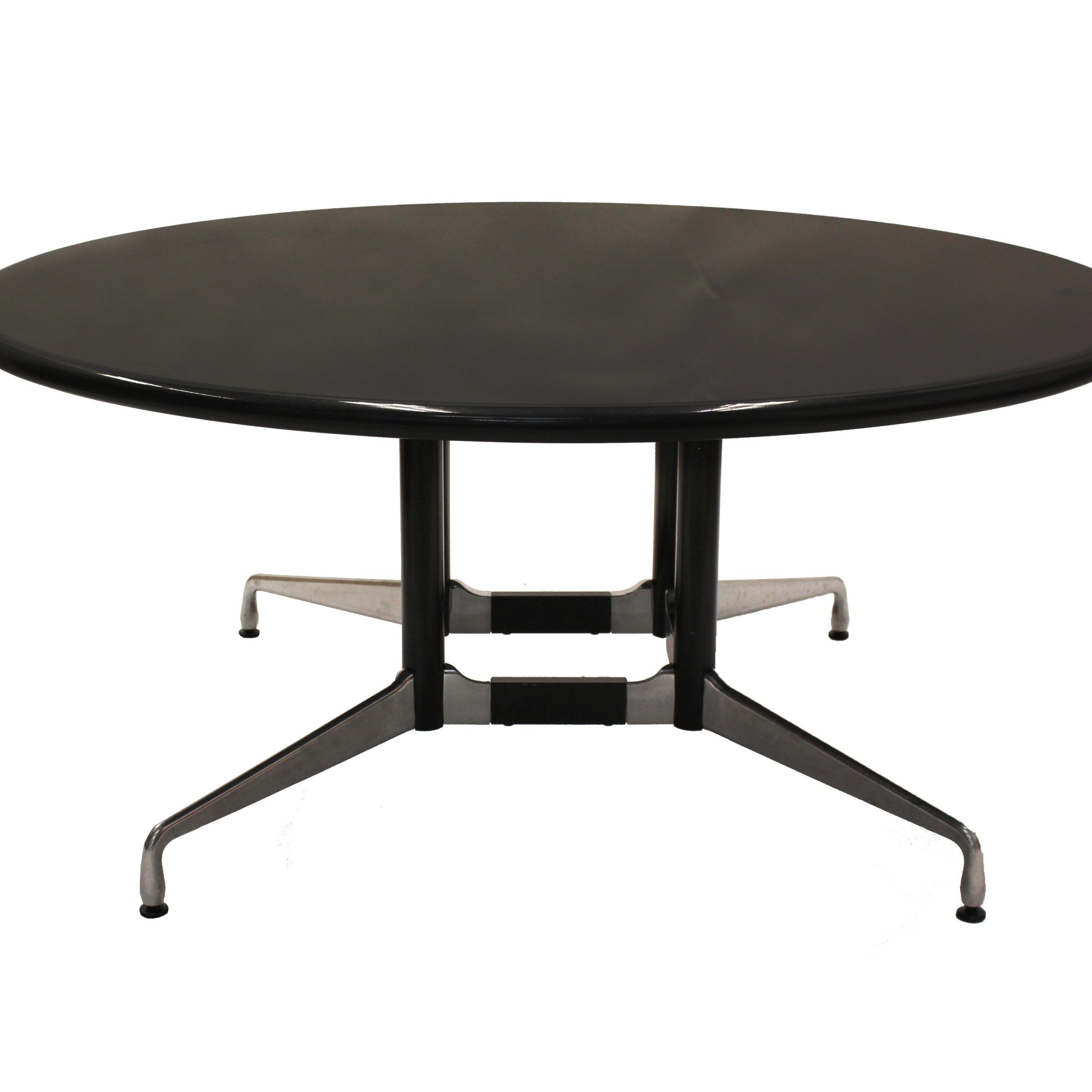5.5' Herman Miller Black Granite Round Conference Table Pertaining To White T Base Seminar Coffee Tables (Photo 8 of 15)
