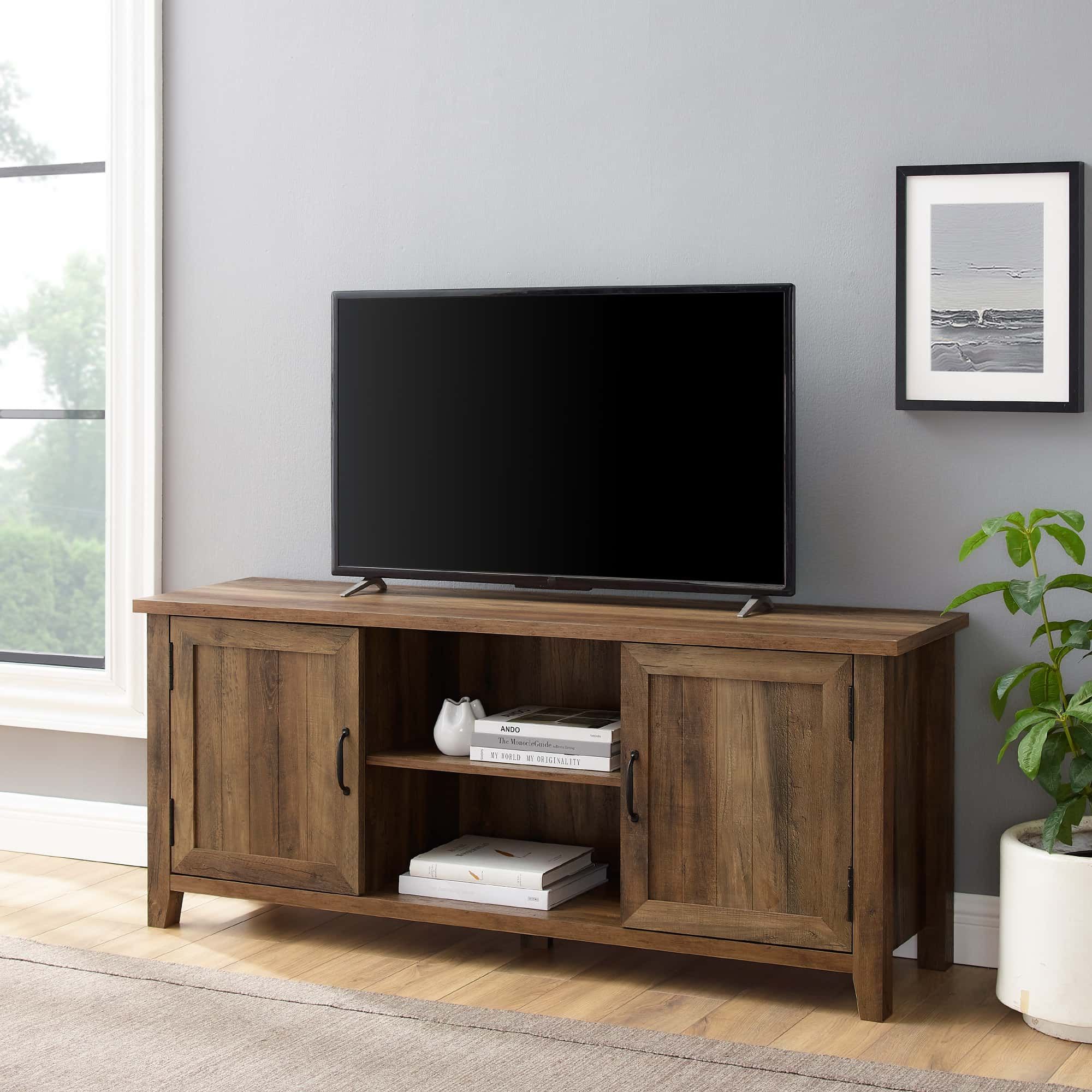 58 Inch Modern Farmhouse Tv Stand – Rustic Oakwalker Edison Intended For Modern Farmhouse Rustic Tv Stands (View 7 of 15)