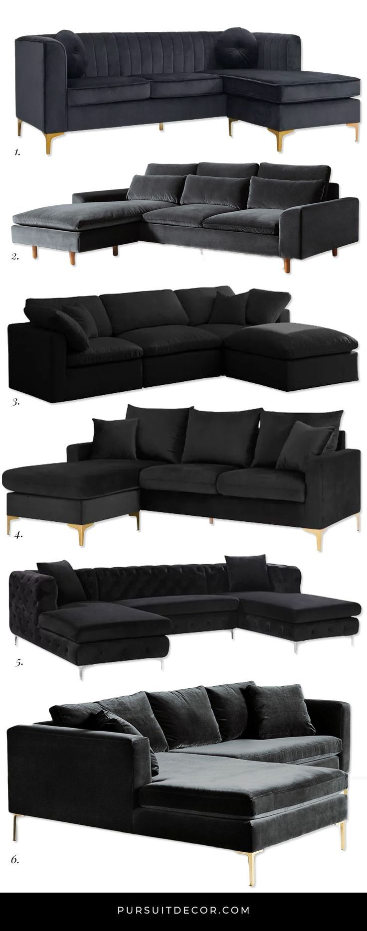 6 Luxurious Black Velvet Sectional Sofas You'Ll Love – Pursuit Decor | Black  Sofa Living Room, Modern Black Couch, Black Sofa Living Room Decor With Black Velvet Sofas (Photo 15 of 15)