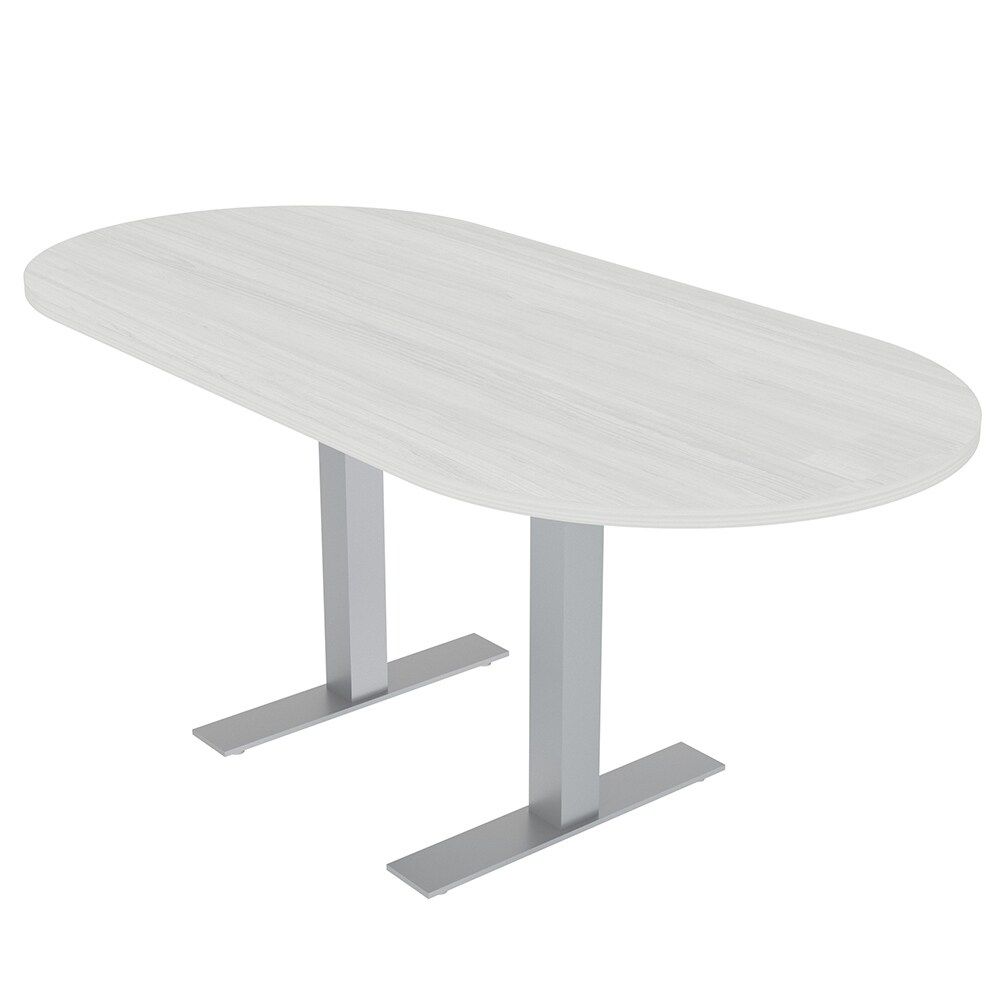 6 Person Racetrack Conference Table Metal T Bases Power And Data Unit – On  Sale – Bed Bath & Beyond – 35570105 Throughout White T Base Seminar Coffee Tables (Photo 1 of 15)