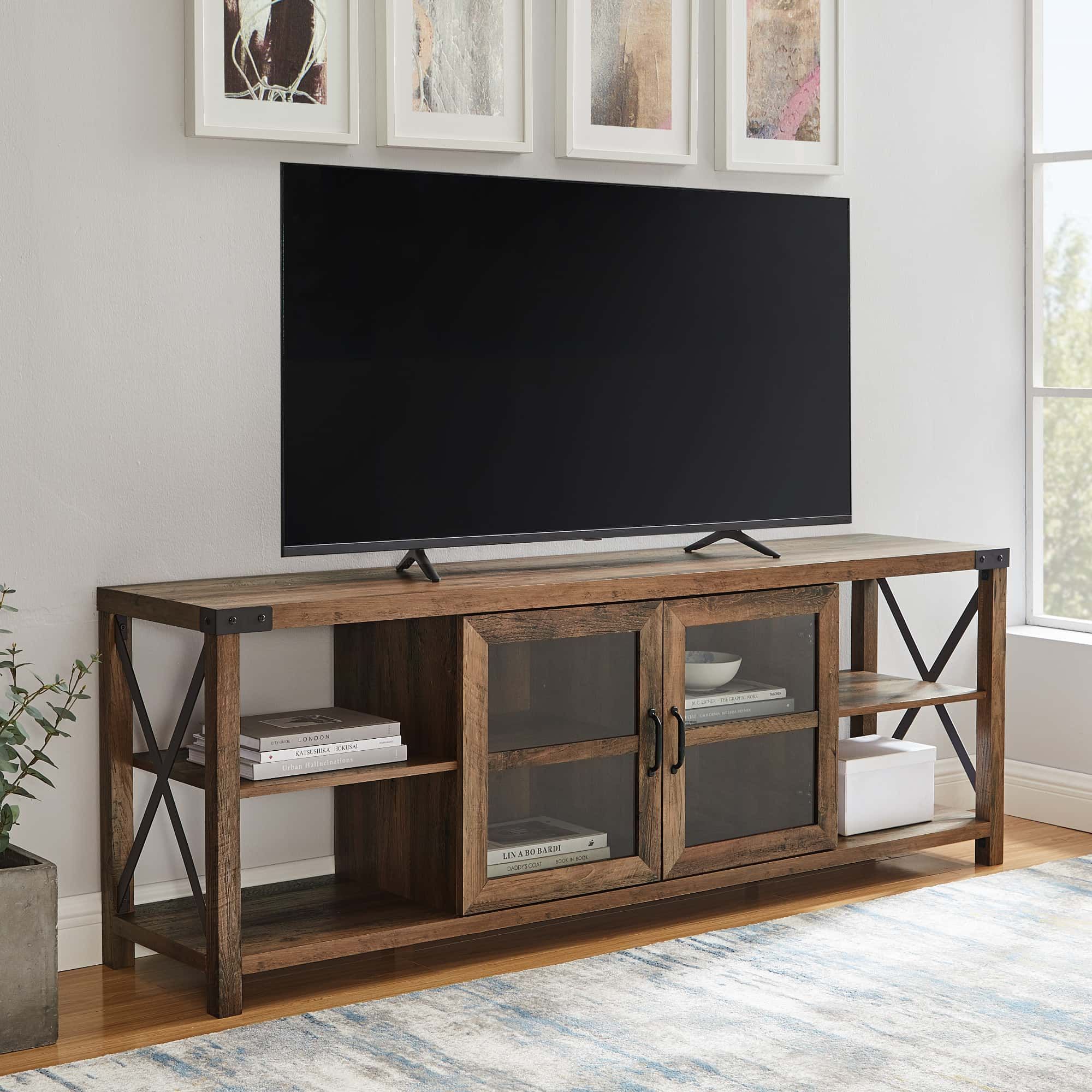 70 Inch Farmhouse Metal X Tv Stand – Reclaimed Barnwoodwalker Edison Throughout Farmhouse Tv Stands For 70 Inch Tv (Photo 6 of 15)
