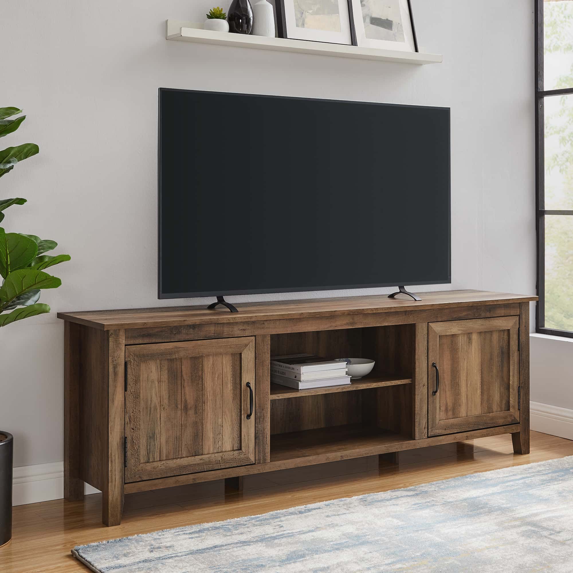 70 Inch Modern Farmhouse Wood Tv Stand – Rustic Oakwalker Edison With Modern Farmhouse Rustic Tv Stands (View 9 of 15)