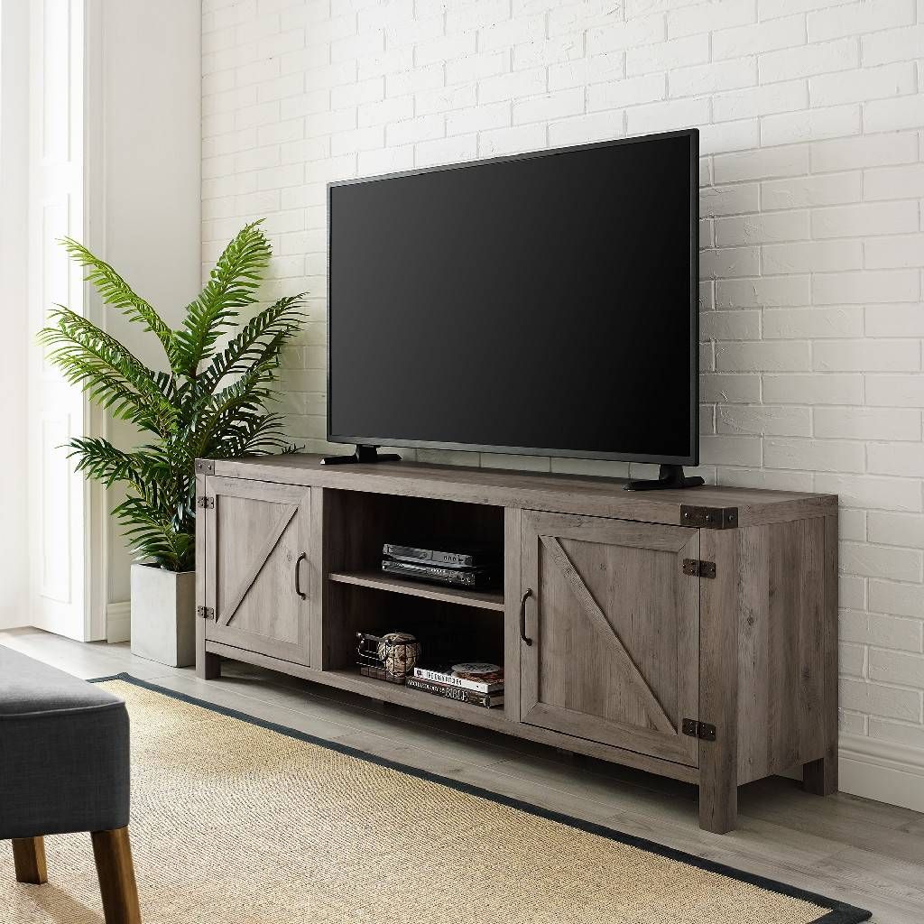 70" Modern Farmhouse Tv Stand In Grey Wash – Walker Edison W70Bdsdgw With Farmhouse Tv Stands For 70 Inch Tv (Photo 10 of 15)