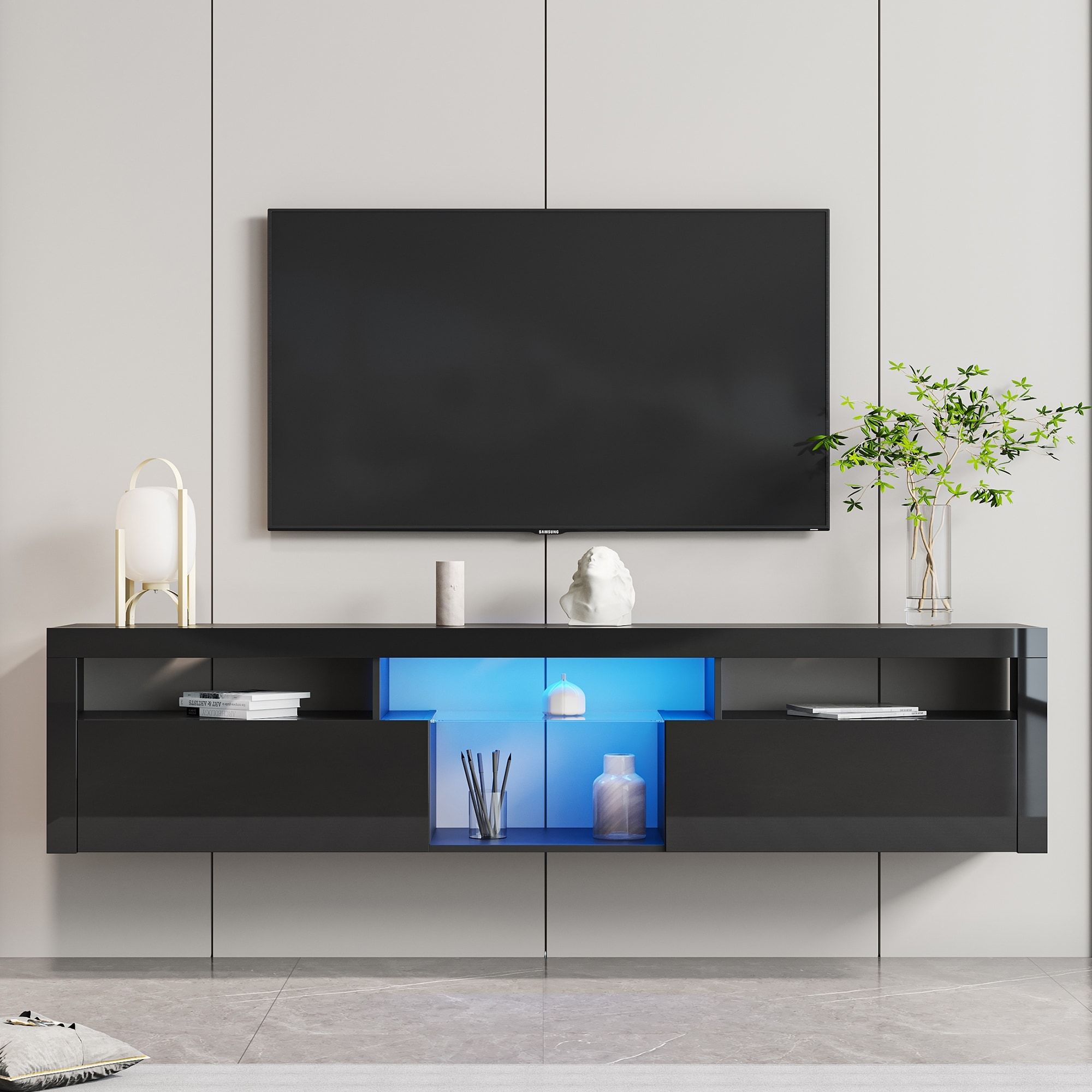 78''L Modern Floating&Floor Dual Use Tv Stand Cabinet With 2 Storage  Cabinet&Open Shelf For Living Room Bedroom, Max 70 Inch – On Sale – Bed  Bath & Beyond – 37530214 Throughout Dual Use Storage Cabinet Tv Stands (Photo 1 of 15)