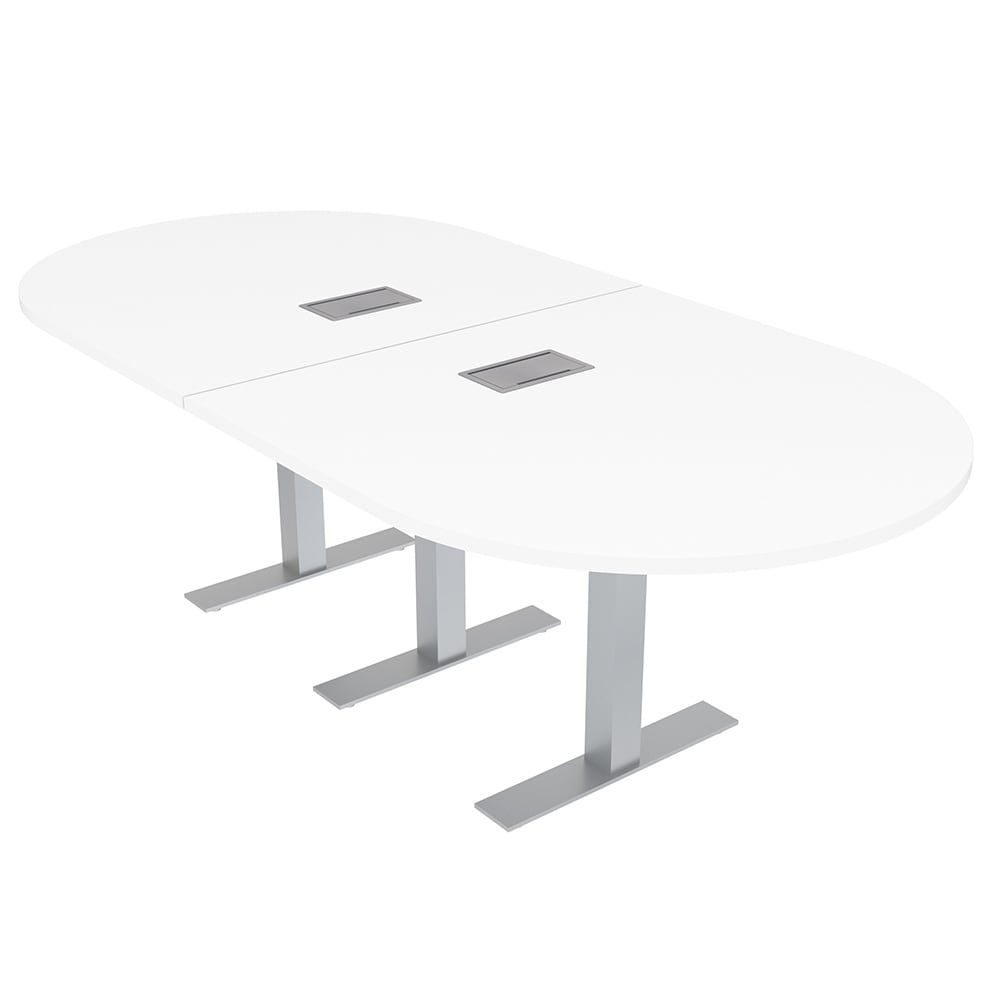 8 Person Racetrack Conference Table With Metal T Bases Electric Units – On  Sale – Bed Bath & Beyond – 35430001 Pertaining To White T Base Seminar Coffee Tables (Photo 4 of 15)
