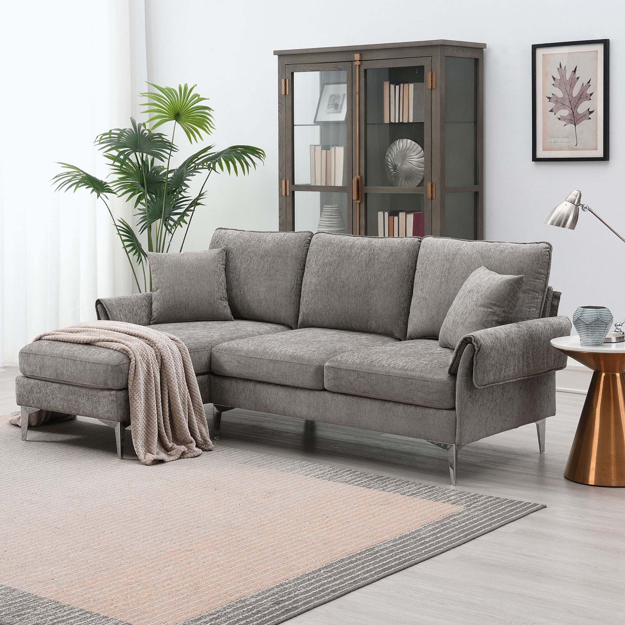 84 " Modern Convertible Sectional Sofa With Reversible Chaise Lounge – On  Sale – Bed Bath & Beyond – 37385476 For L Shape Couches With Reversible Chaises (View 15 of 15)