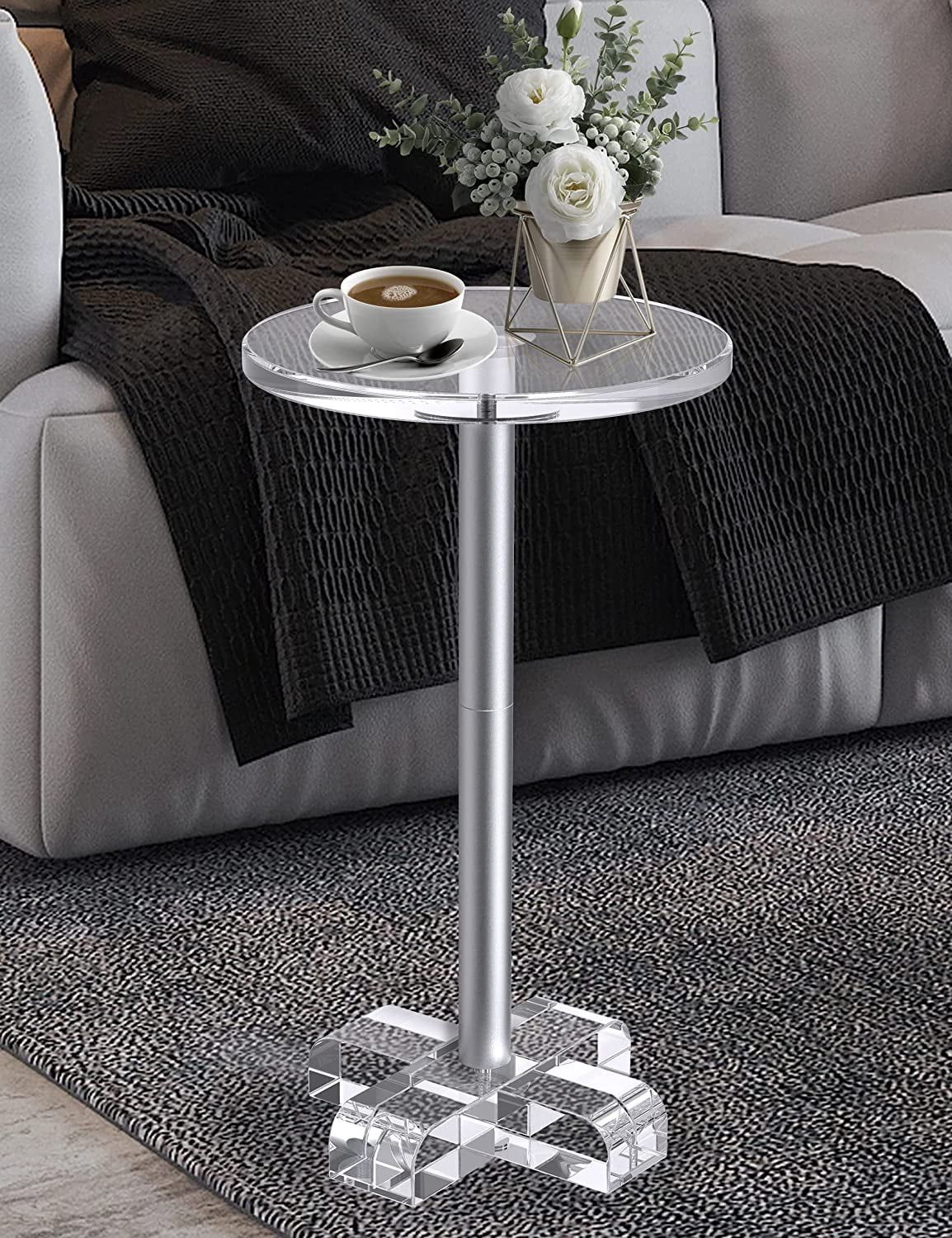Acrylic Side Table, Musvoh Small Modern Round Transparent End Table With  Criss Cross Base – Walmart With Transparent Side Tables For Living Rooms (View 2 of 15)