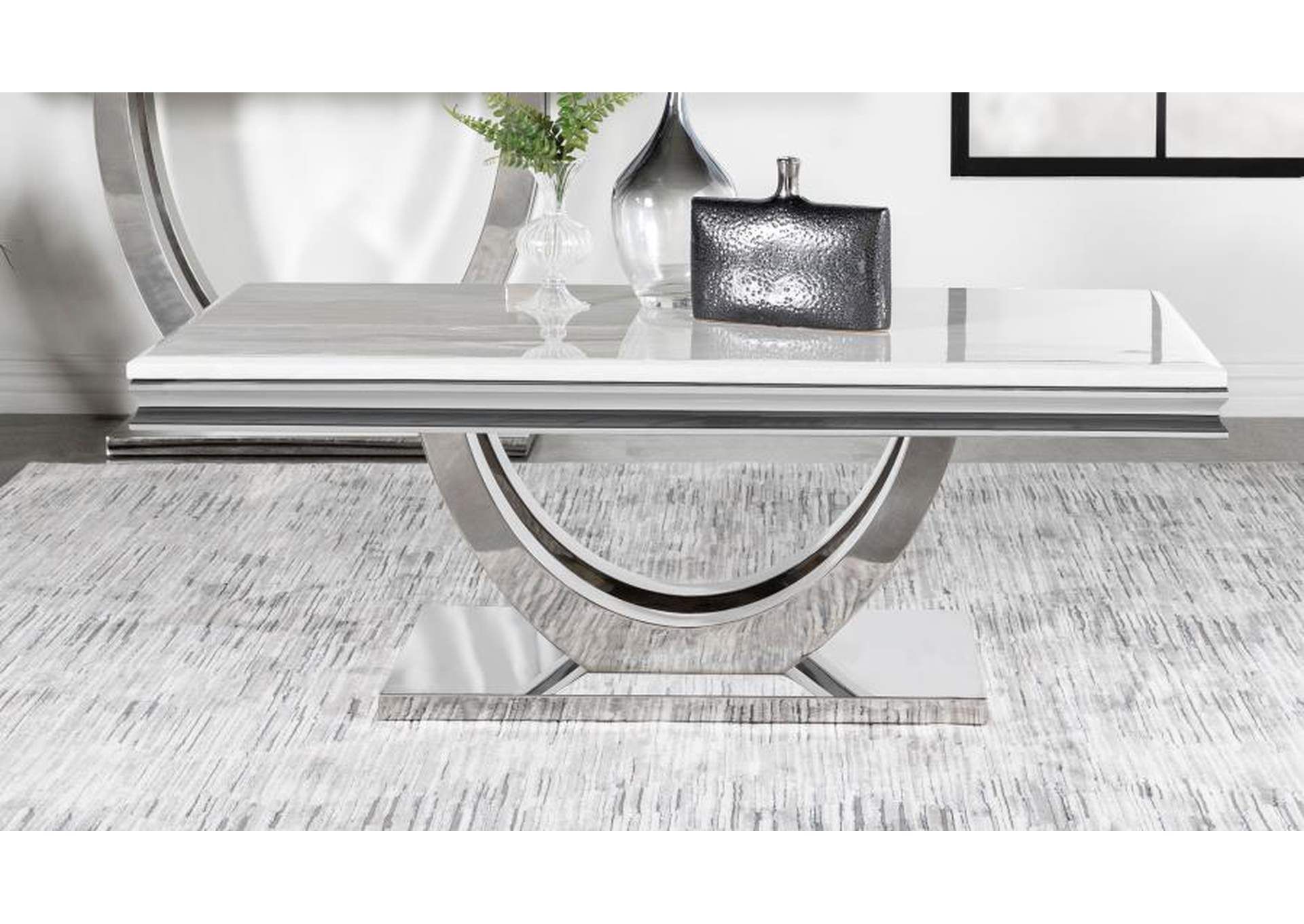 Adabella U Base Rectangle Coffee Table White And Chrome Sweet Dreams  Bedding & Furniture Throughout Rectangular Coffee Tables With Pedestal Bases (View 11 of 15)