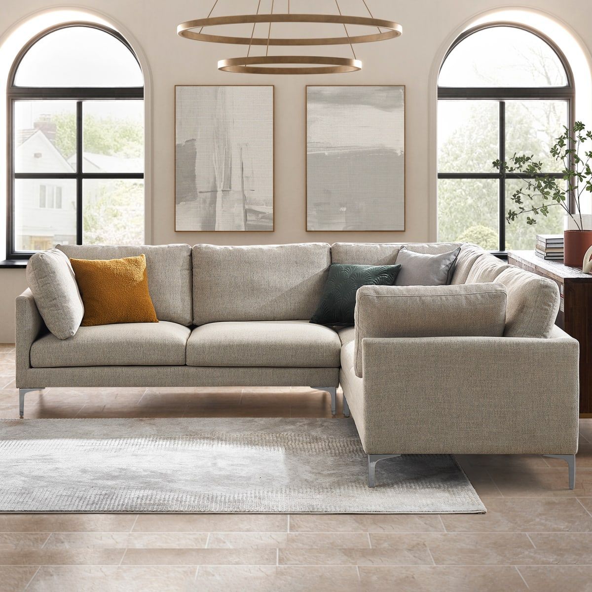 Adams L Shape Sectional Sofa | Castlery | Classic Living Room, Sectional  Sofa, Castlery Regarding Beige L Shaped Sectional Sofas (Photo 4 of 15)