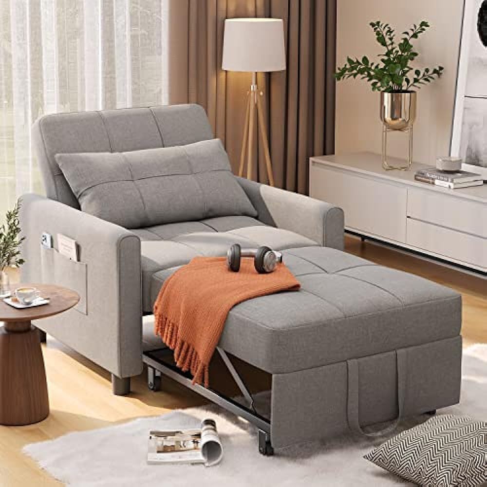 Aiho Convertible Sleeper Chair, 3 In 1 Single India | Ubuy For Convertible Light Gray Chair Beds (Photo 5 of 15)
