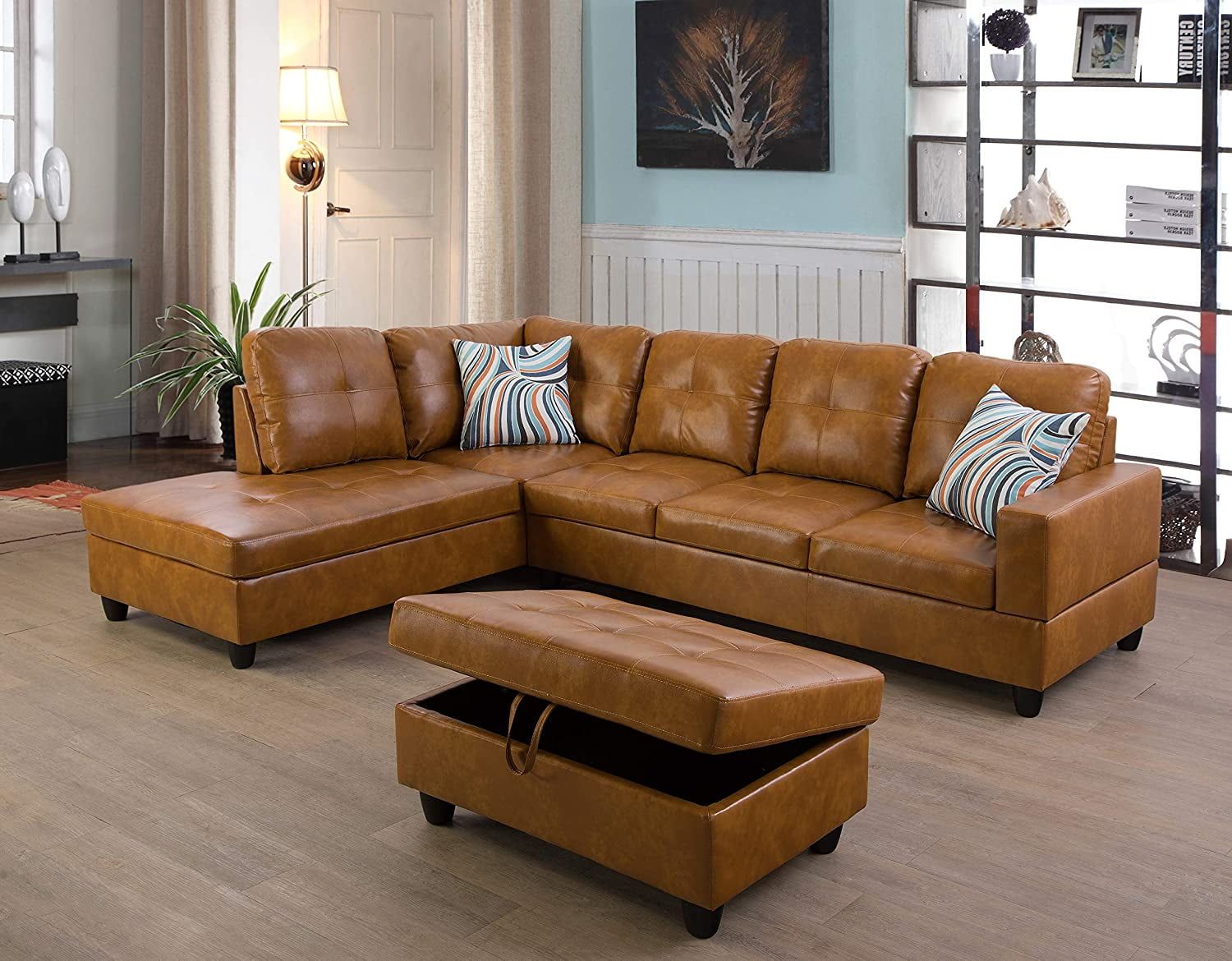 Ainehome Furniture Faux Leather Sectional Sofa Set, Cote Divoire | Ubuy For Faux Leather Sectional Sofa Sets (Photo 14 of 15)