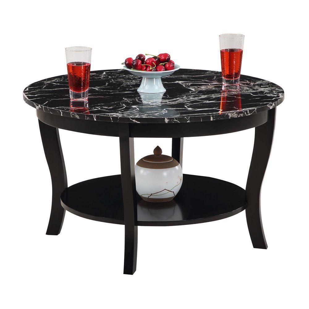 American Heritage Round Coffee Table With Shelf Black | Ebay Inside American Heritage Round Coffee Tables (View 11 of 15)