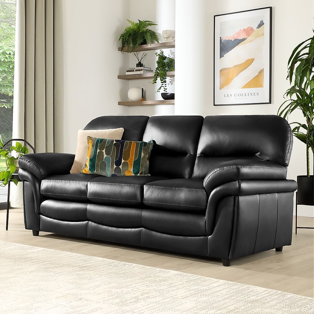 Anderson 3 Seater Sofa, Black Classic Faux Leather Only £ (View 5 of 15)