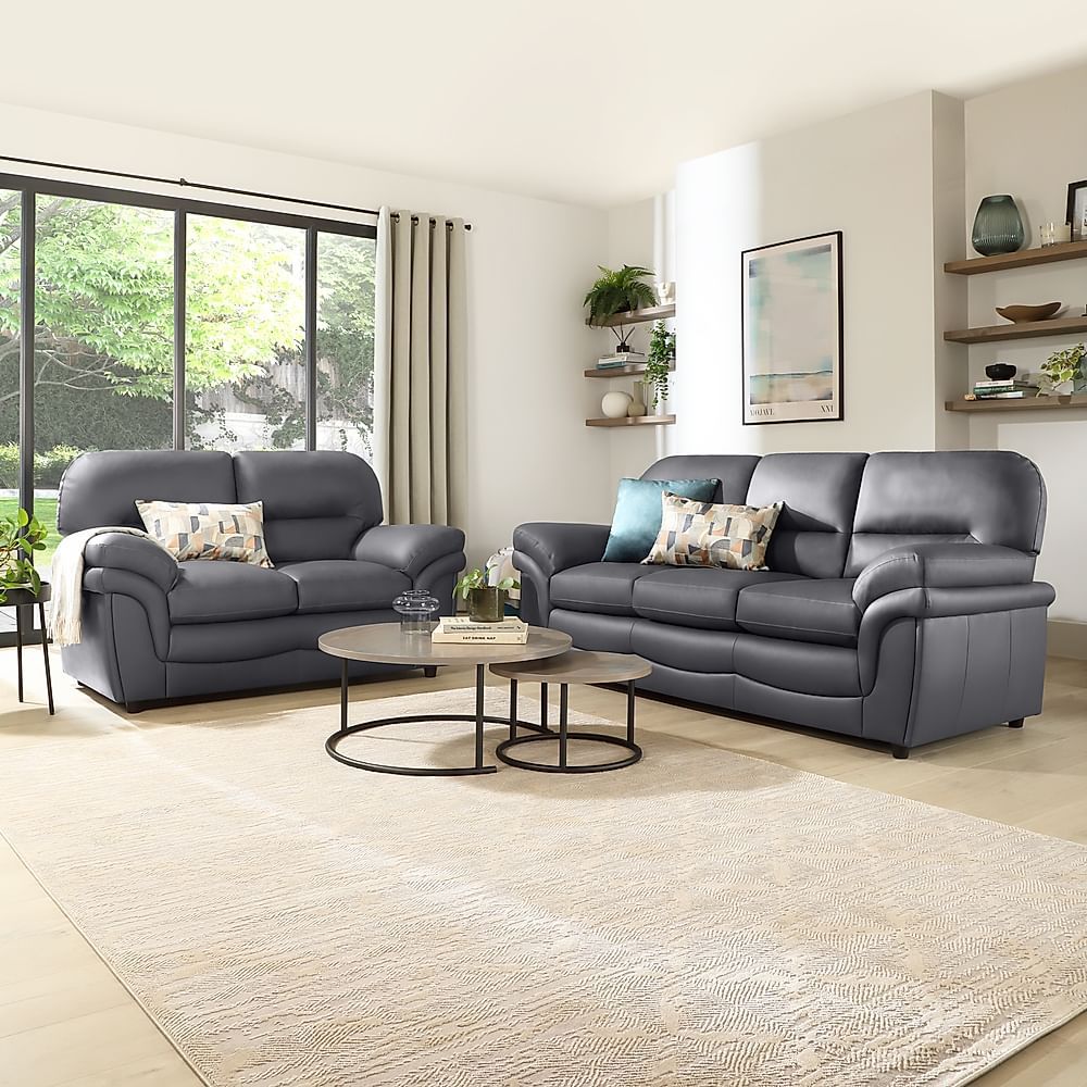 Anderson 3+2 Seater Sofa Set, Grey Classic Faux Leather Only £1099.98 |  Furniture And Choice With Traditional 3 Seater Faux Leather Sofas (Photo 13 of 15)
