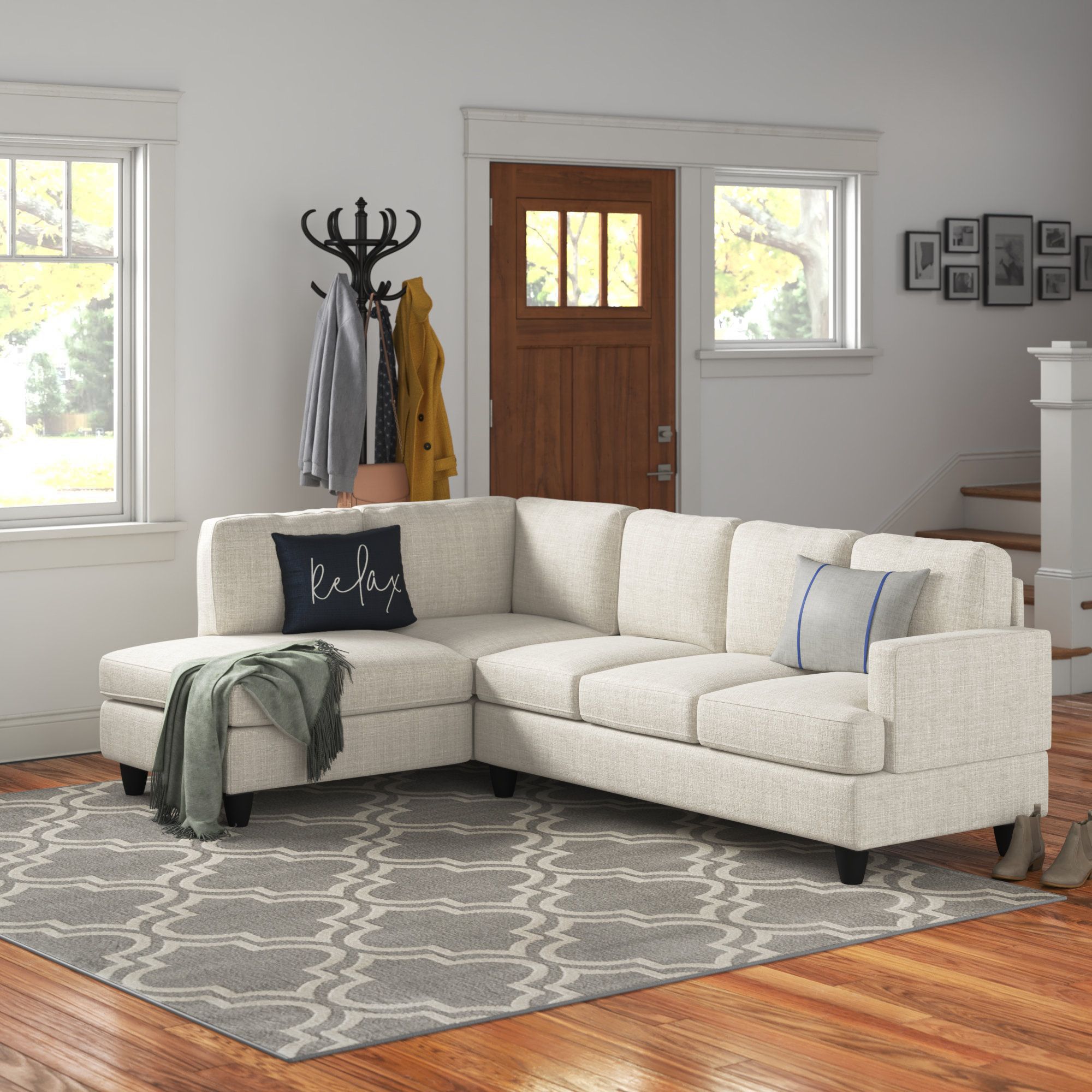 Andover Mills™ Hiller 2 – Piece Upholstered Sectional & Reviews | Wayfair Regarding Small L Shaped Sectional Sofas In Beige (View 15 of 15)