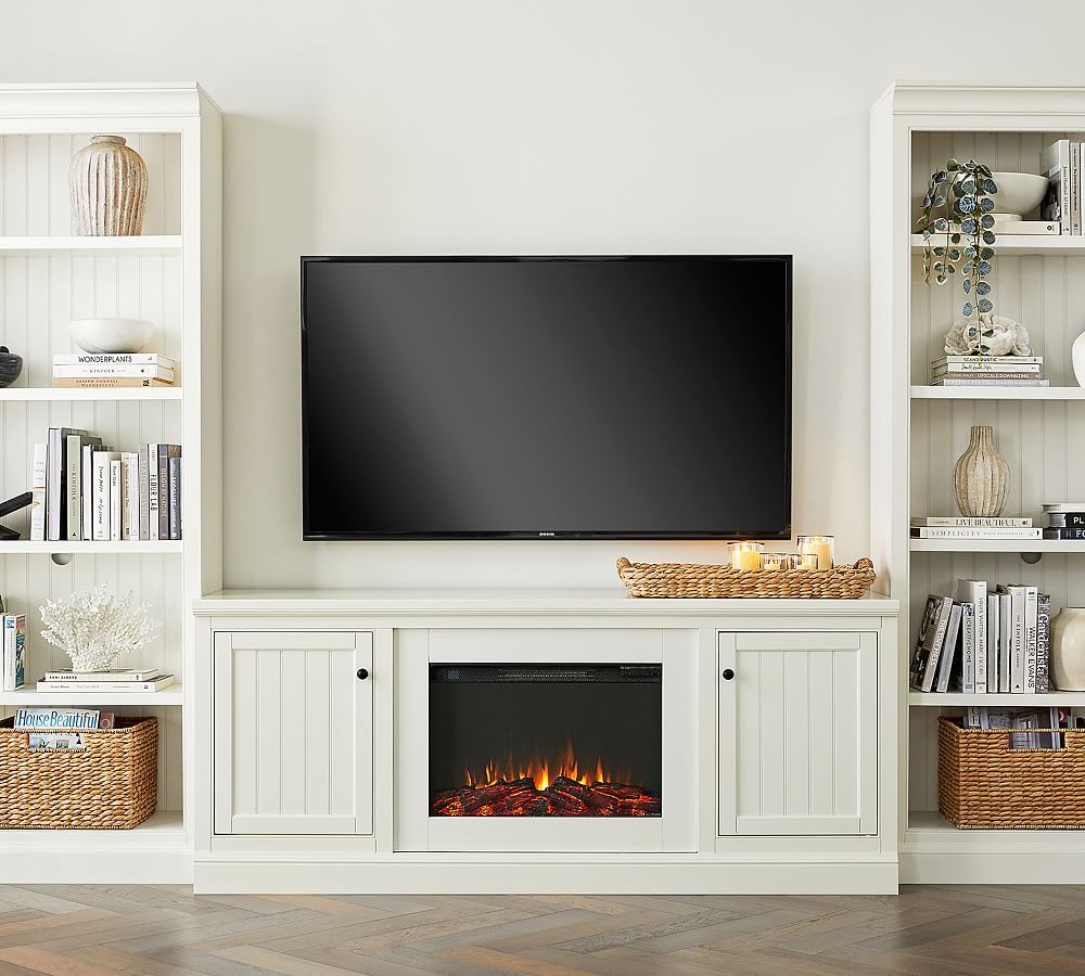 Aubrey Electric Fireplace Media Cabinet | Pottery Barn With Electric Fireplace Entertainment Centers (View 5 of 15)