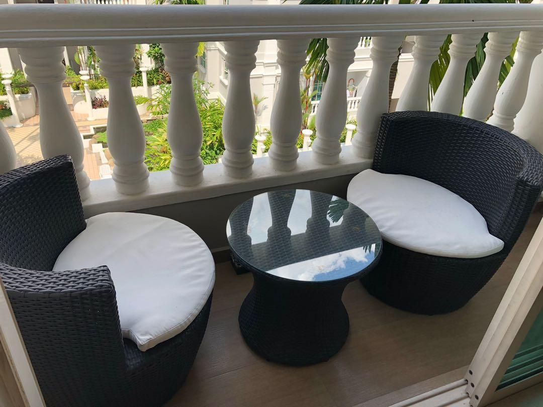 Balcony Small Coffee Table With 2 Chairs, Furniture & Home Living,  Furniture, Tables & Sets On Carousell Inside Coffee Tables For Balconies (View 8 of 15)
