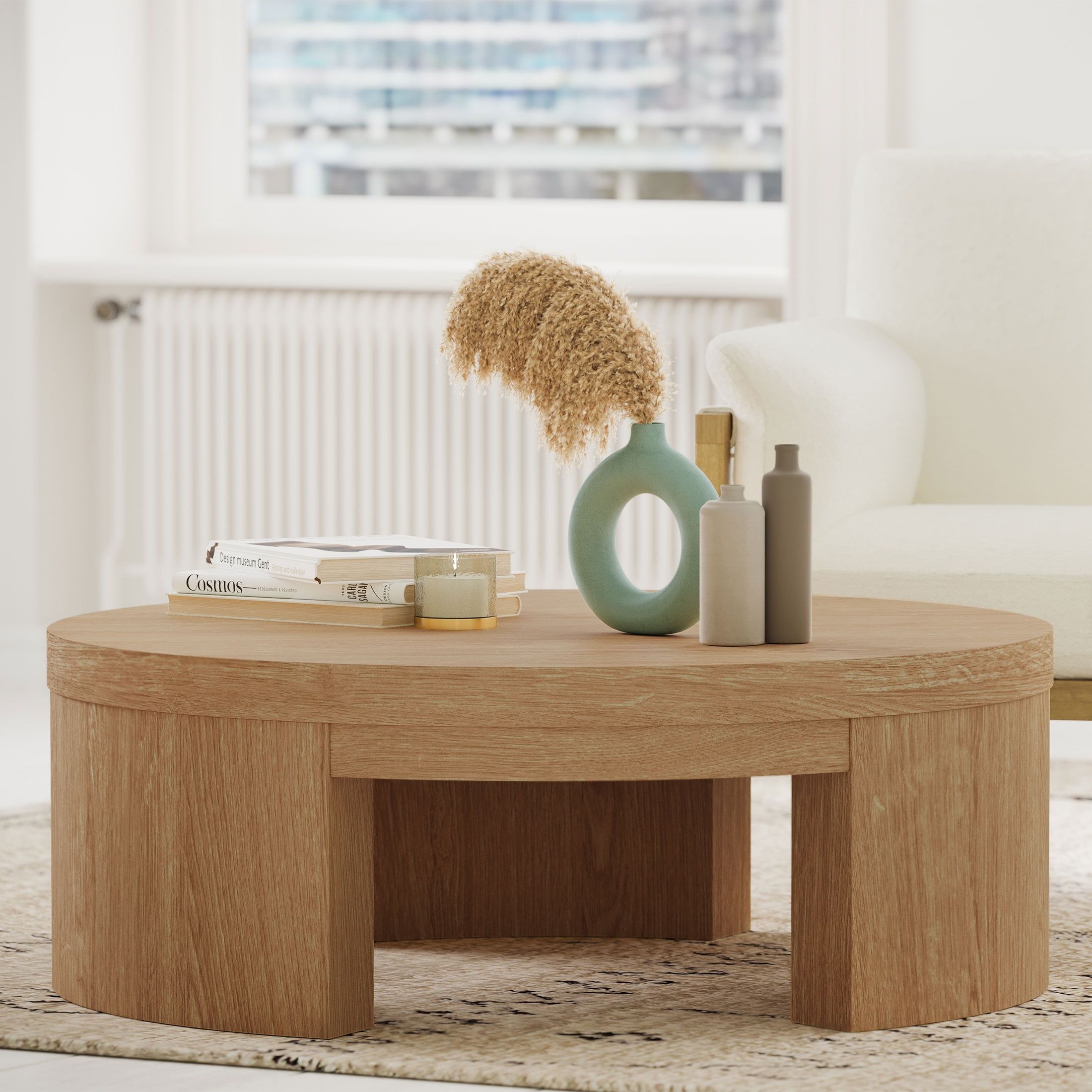 Beautiful Mod Round Coffee Tabledrew Barrymore, Warm Honey Finish –  Walmart For Modern Wooden X Design Coffee Tables (View 12 of 15)