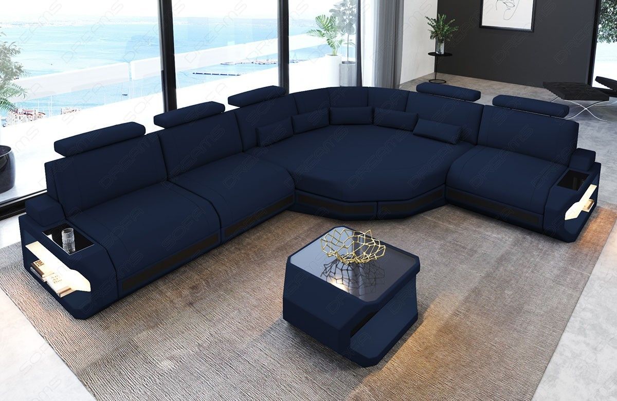 Bel Air L Shape Fabric Sectional Sofa With Led And Large Relax Corner |  Sofadreams Inside Microfiber Sectional Corner Sofas (Photo 7 of 15)