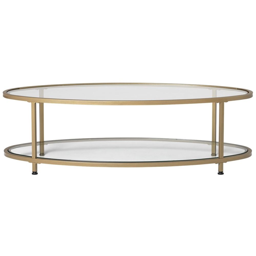 Best Buy: Studio Designs Camber Oval Modern Tempered Glass Coffee Table  Clear 71038 Inside Oval Glass Coffee Tables (Photo 5 of 15)
