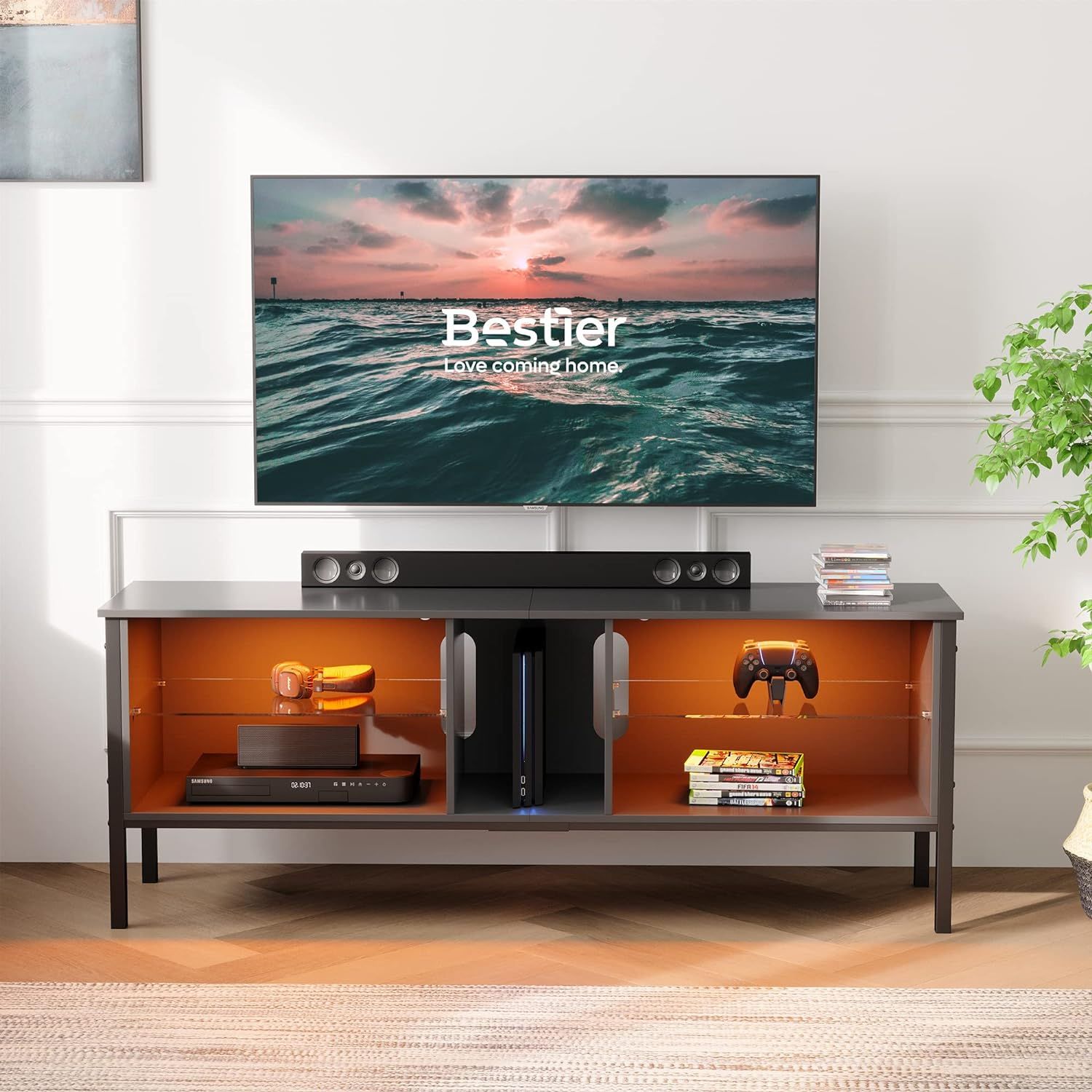 Bestier Tv Stand For 70 Inch Tv, Large Gaming Nepal | Ubuy Intended For Bestier Tv Stand For Tvs Up To 75" (View 11 of 15)