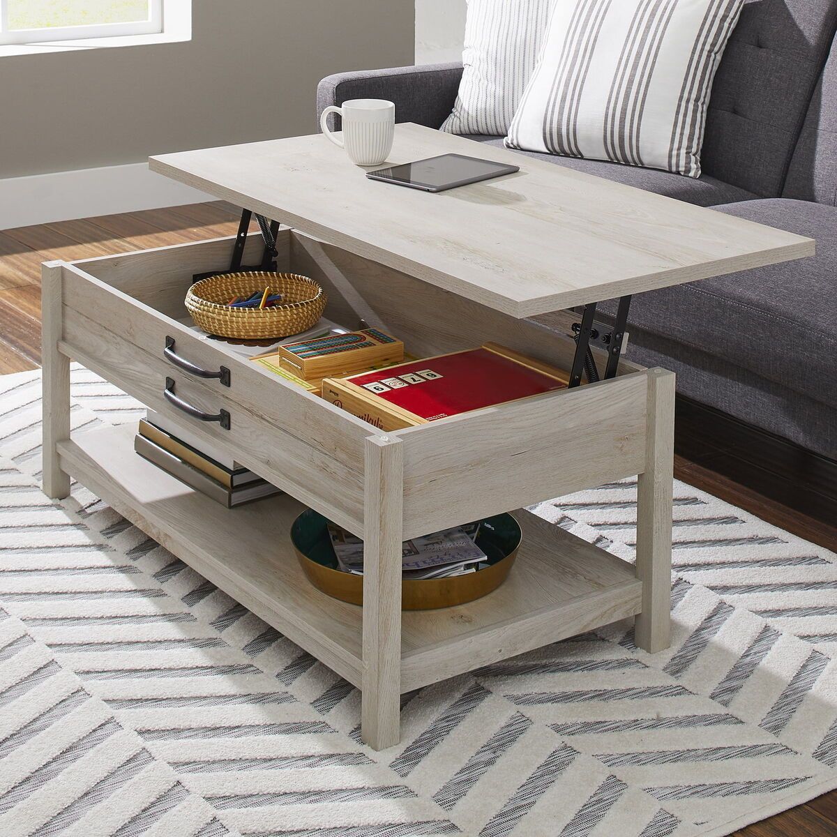 Better Homes & Gardens Modern Farmhouse Rectangle Lift Top Coffee Table Usa  | Ebay Pertaining To Farmhouse Lift Top Tables (View 2 of 15)