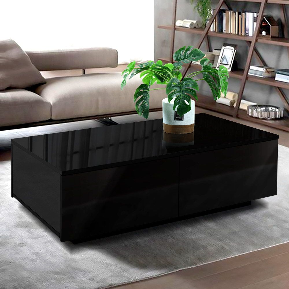 Black High Gloss Coffee Table With Drawers – Dreamo Living Throughout High Gloss Black Coffee Tables (Photo 9 of 15)
