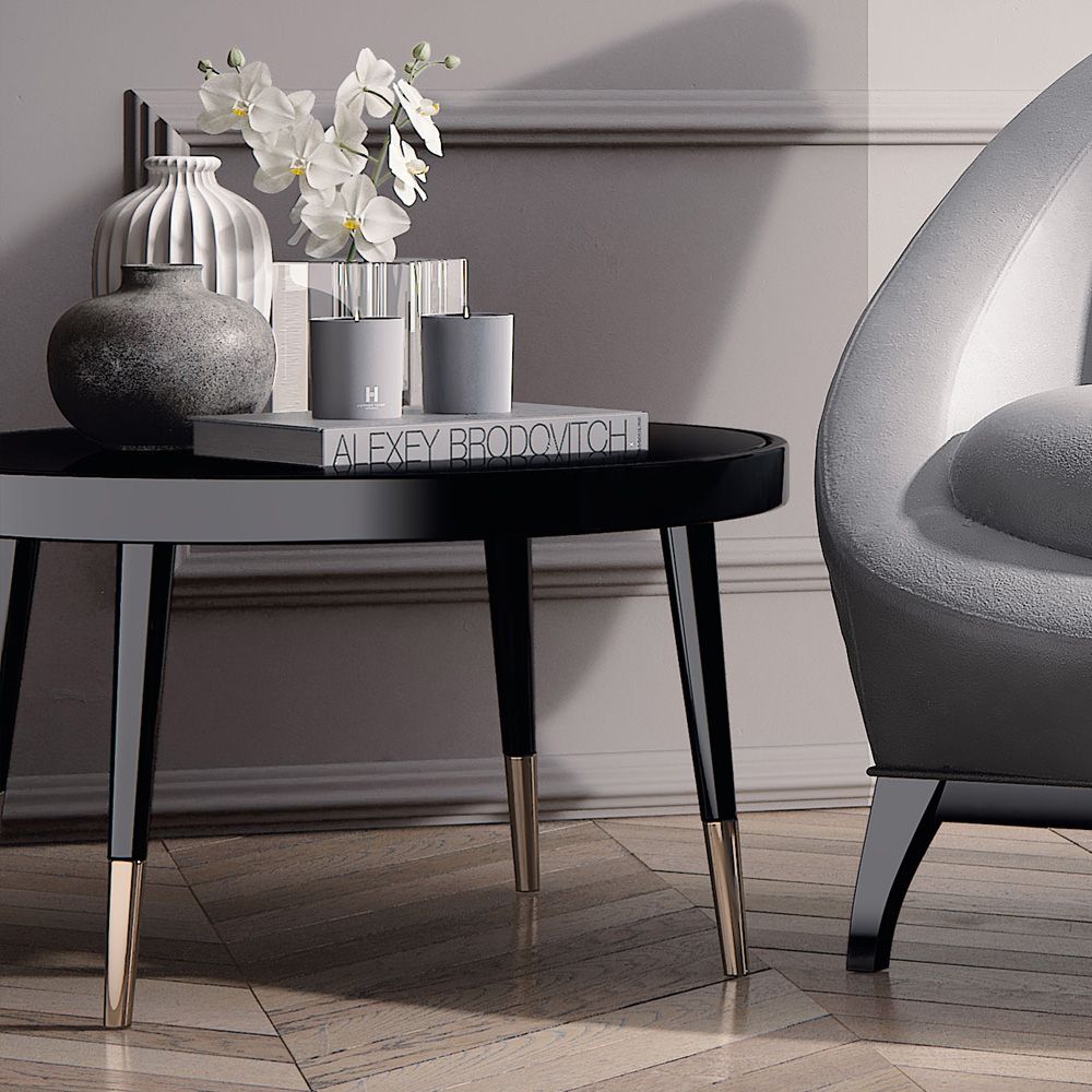 Black High Gloss Lacquered Round Italian Coffee Table – Juliettes Interiors Within High Gloss Black Coffee Tables (View 2 of 15)