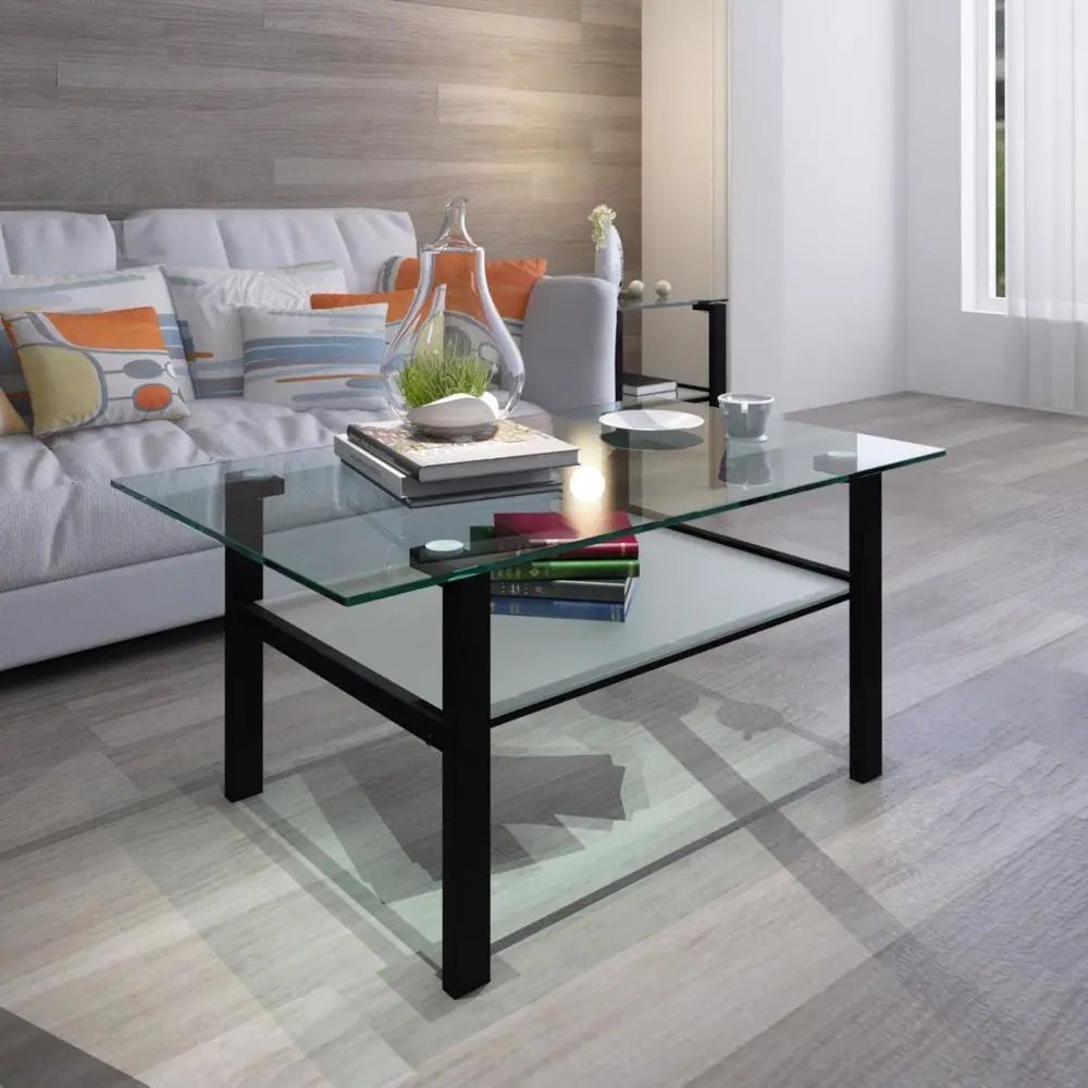 Black Transparent Glass Black Coffee Table, Side Center Table For Living  Room | Ebay Throughout Transparent Side Tables For Living Rooms (View 13 of 15)