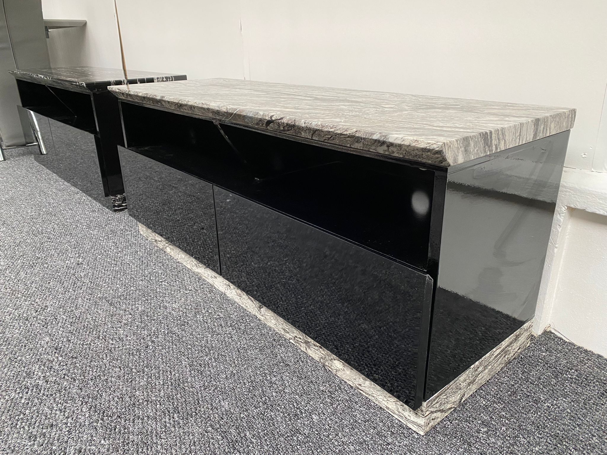 Black Tv Unit With Grey Marble Top – Eco Furniture Regarding Black Marble Tv Stands (Photo 14 of 15)