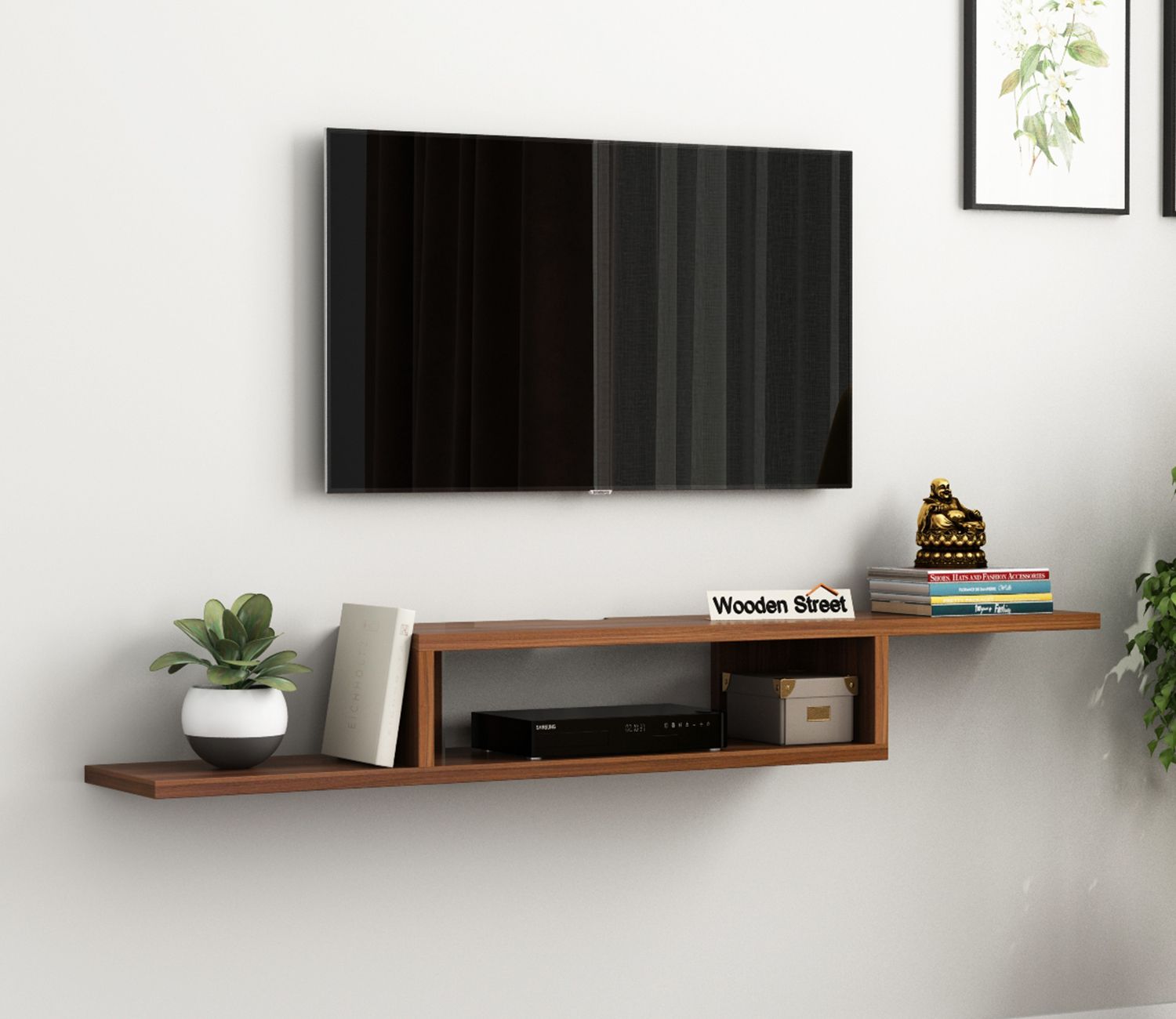 Buy Adroit Engineered Wood Wall Mounted Tv Unit With Open Storage (Exotic  Teak Finish) Online In India At Best Price – Modern Tv Units And Stands –  Living Cabinets – Living Room Furniture – Intended For Top Shelf Mount Tv Stands (Photo 11 of 15)
